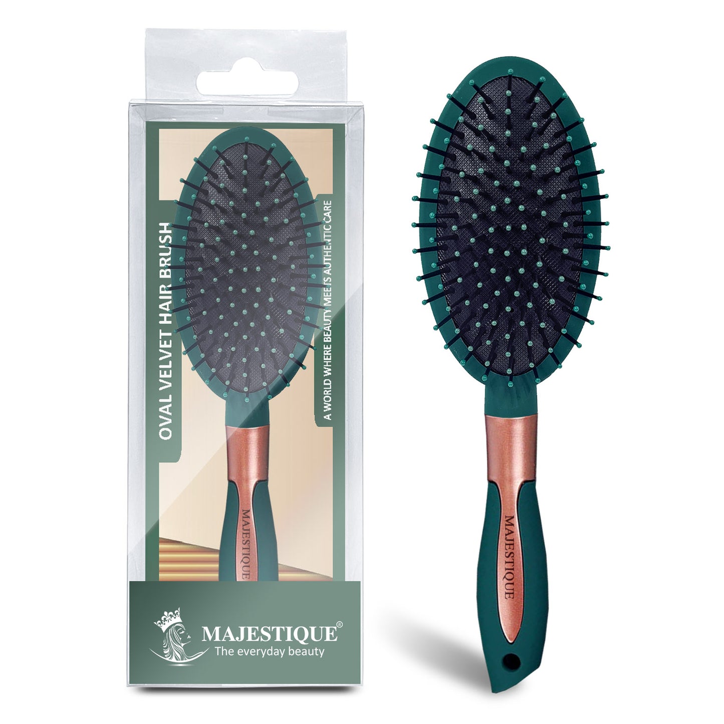 OVEL GREEN VELVET CUSHION BRUSH HR150