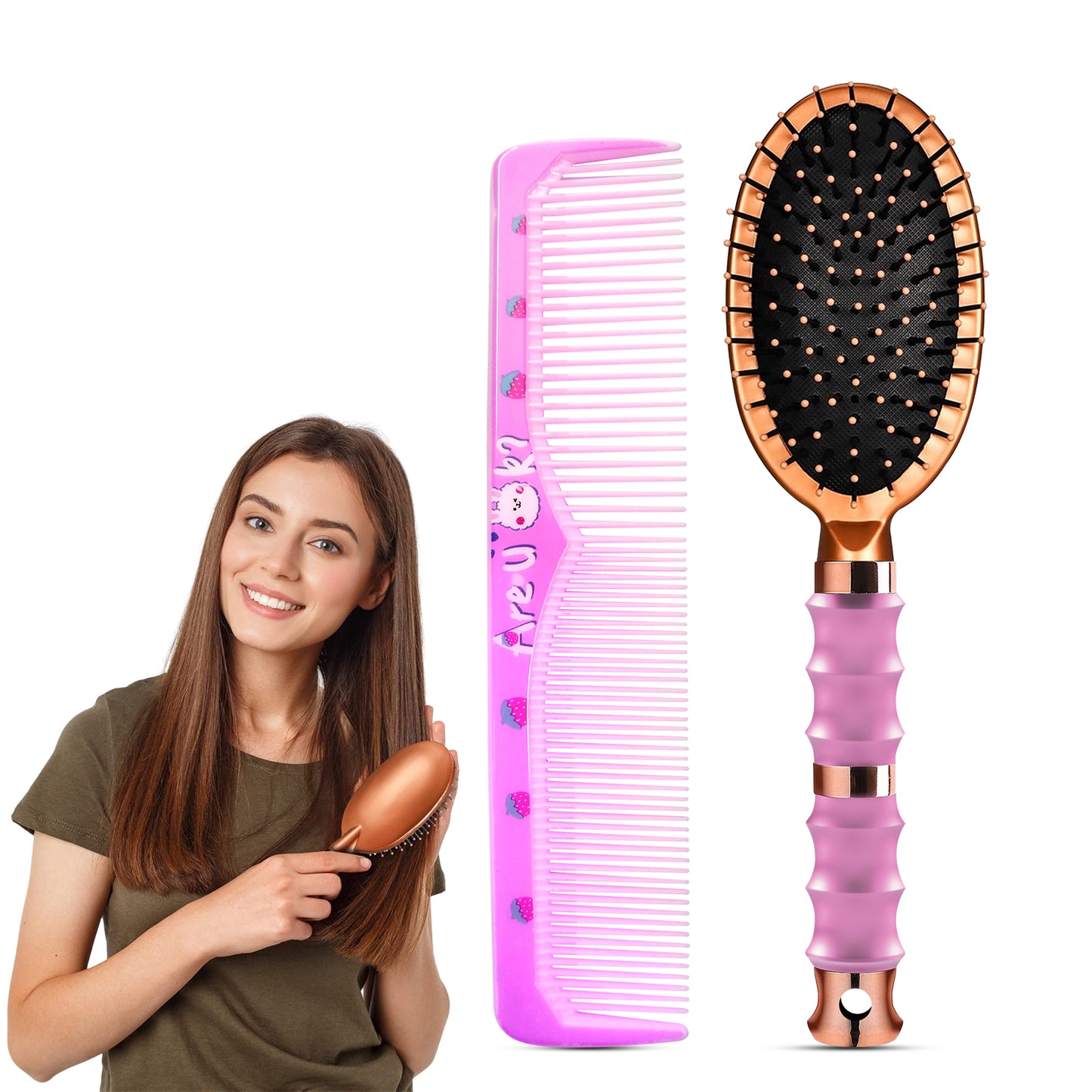 PREMIUM OVAL HAIR BRUSH WITH COMB (2 PC) HR181