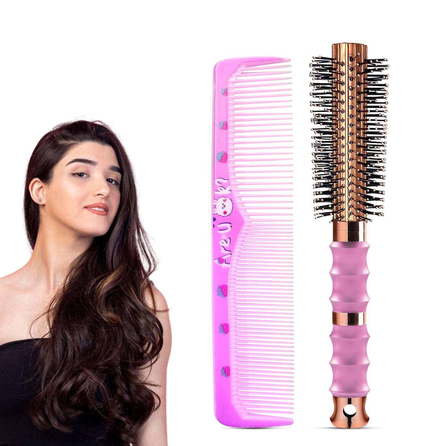 PREMIUM ROUND HAIR BRUSH WITH COMB (2 PC) HR183