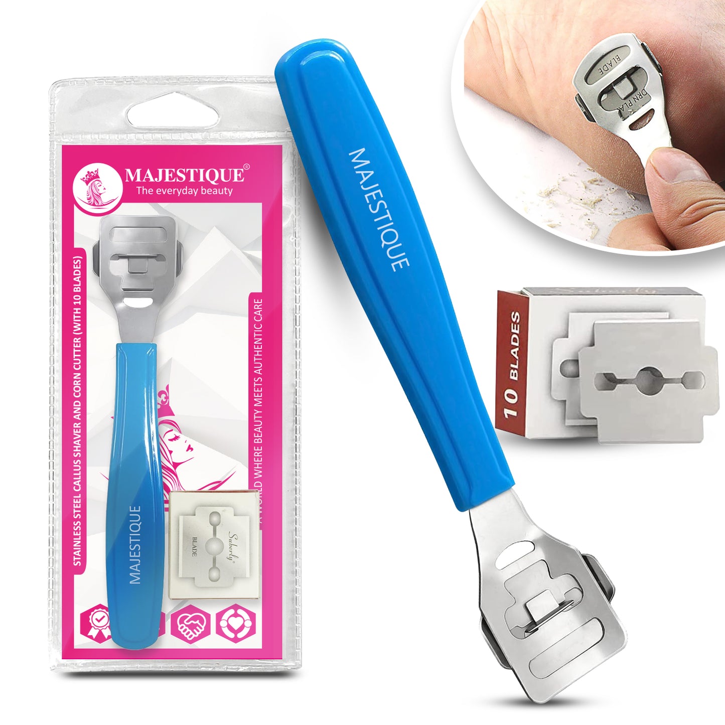 STAINLESS STEEL CALLUS CORN CUTTER WITH BLADES Color May Vary FN337