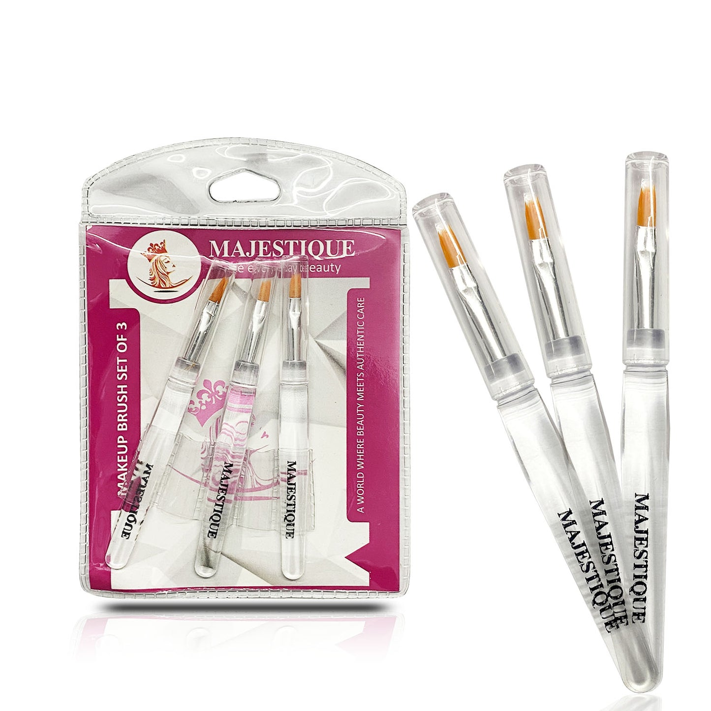Majestique Makeup Brush Set - Liner Kit 3 Pcs - Color May Vary-CMB525