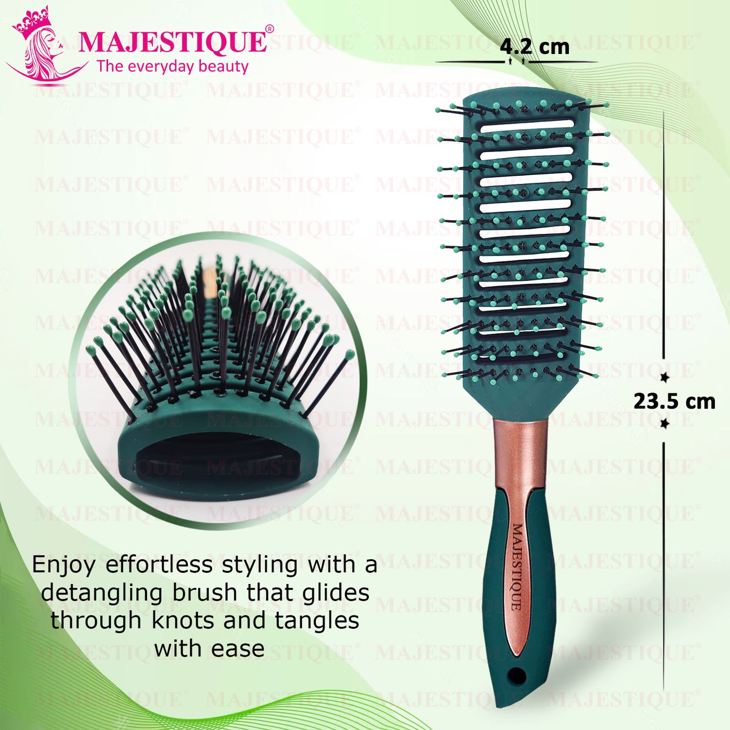 VENTED GREEN VELVET HAIR BRUSH HR146