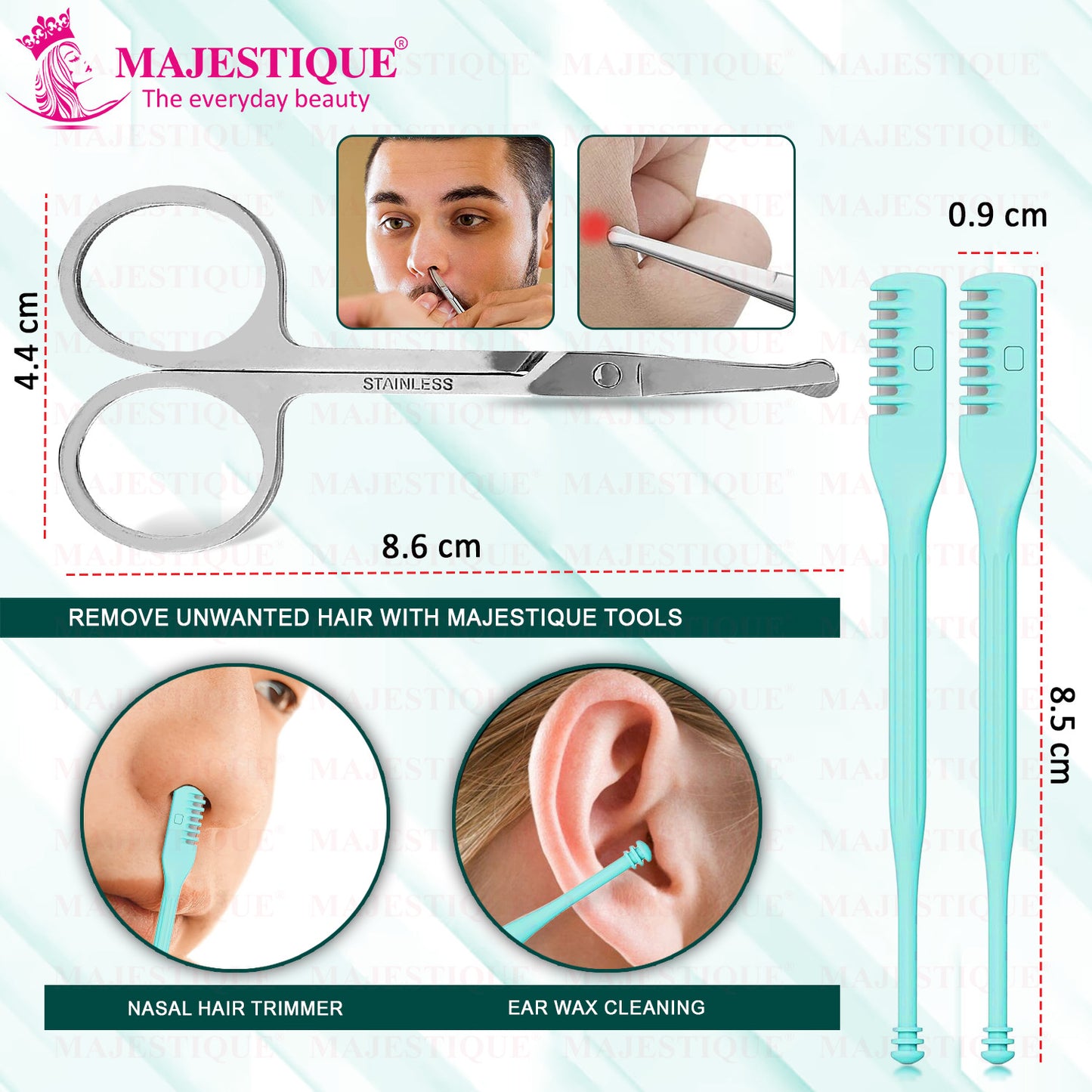 NASAL HAIR TRIMMERS & SAFETY SCISSOR (3 PCS)Multicolor FC108