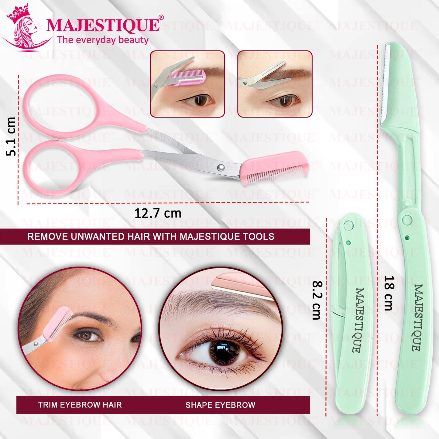EYEBROW TRIMMING SCISSOR & FACE RAZOR(3PCS) Multicolor