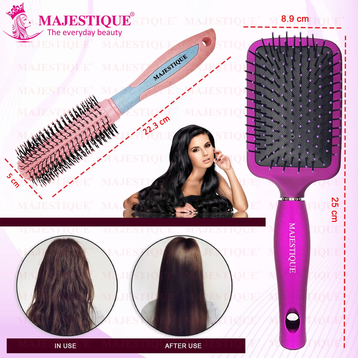 PADDLE AND ROUND HAIR BRUSH COMBO (2 PC) HR168