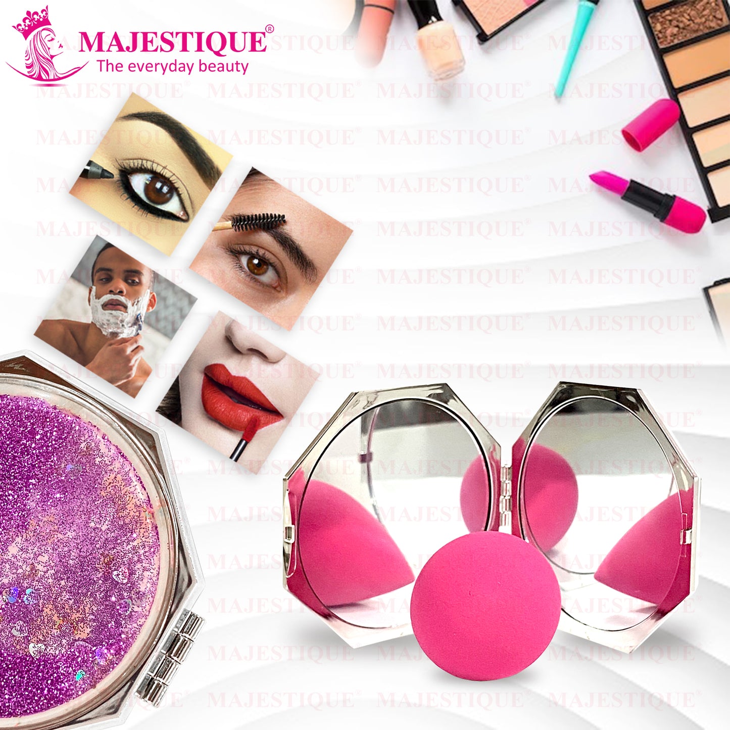 DUAL SIDE HEXAGLITTER POCKET MIRROR Multicolor FC99
