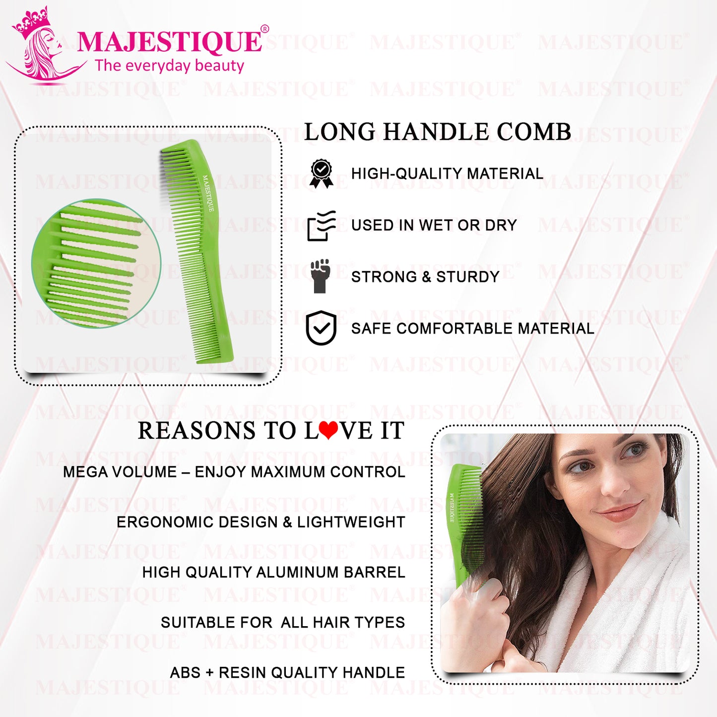LONG HANDLE HAIR COMB Multicolor HR115