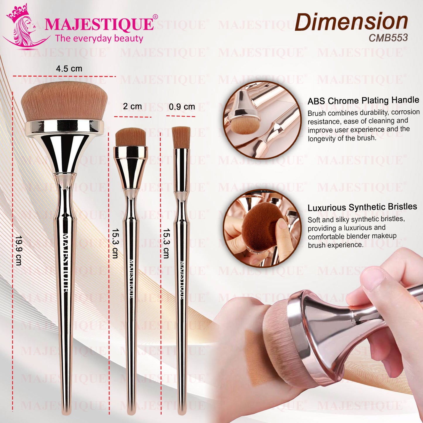 PREMIUM MAKEUP BRUSH SET- BLUSH, EYEBROW AND MULTIPURPOSE(PACK OF 3) CMB553