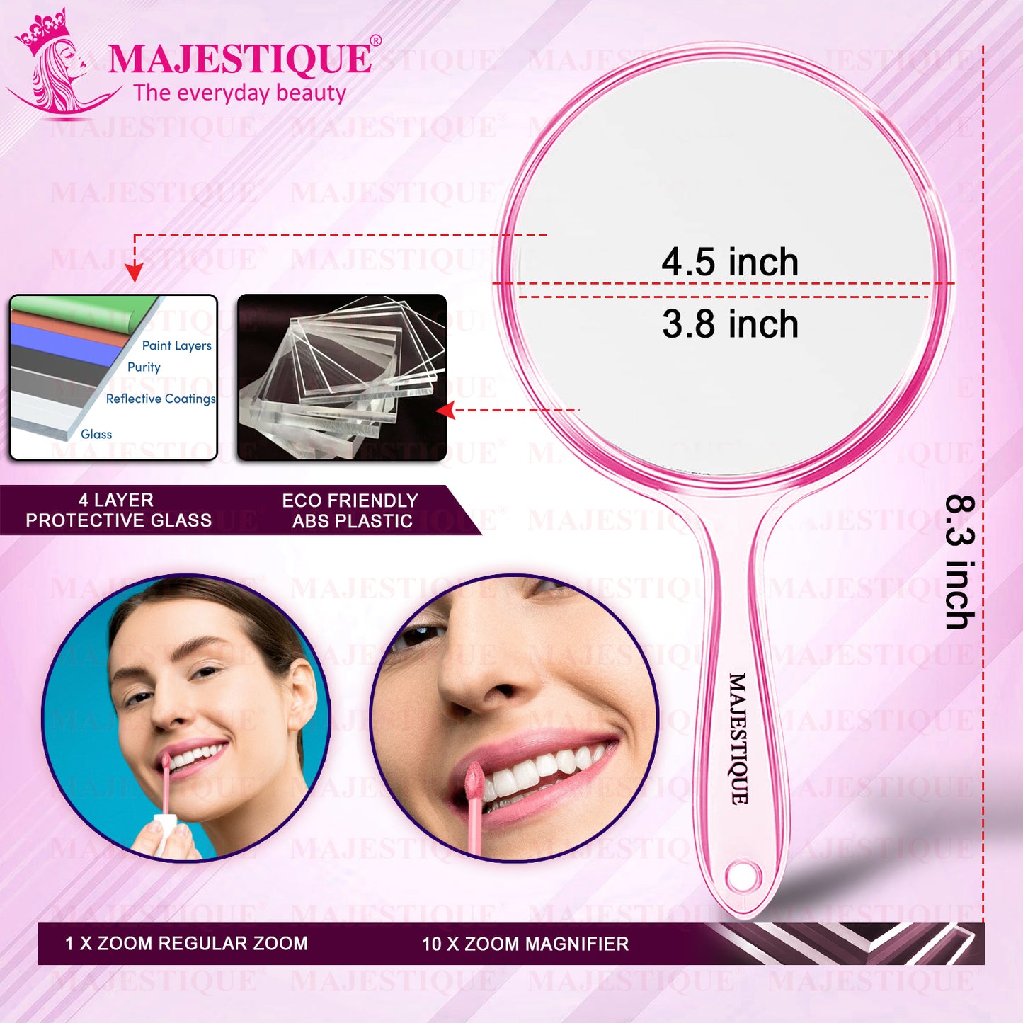 DUAL SIDE LARGE HANDHELD MIRROR Multicolor FC95