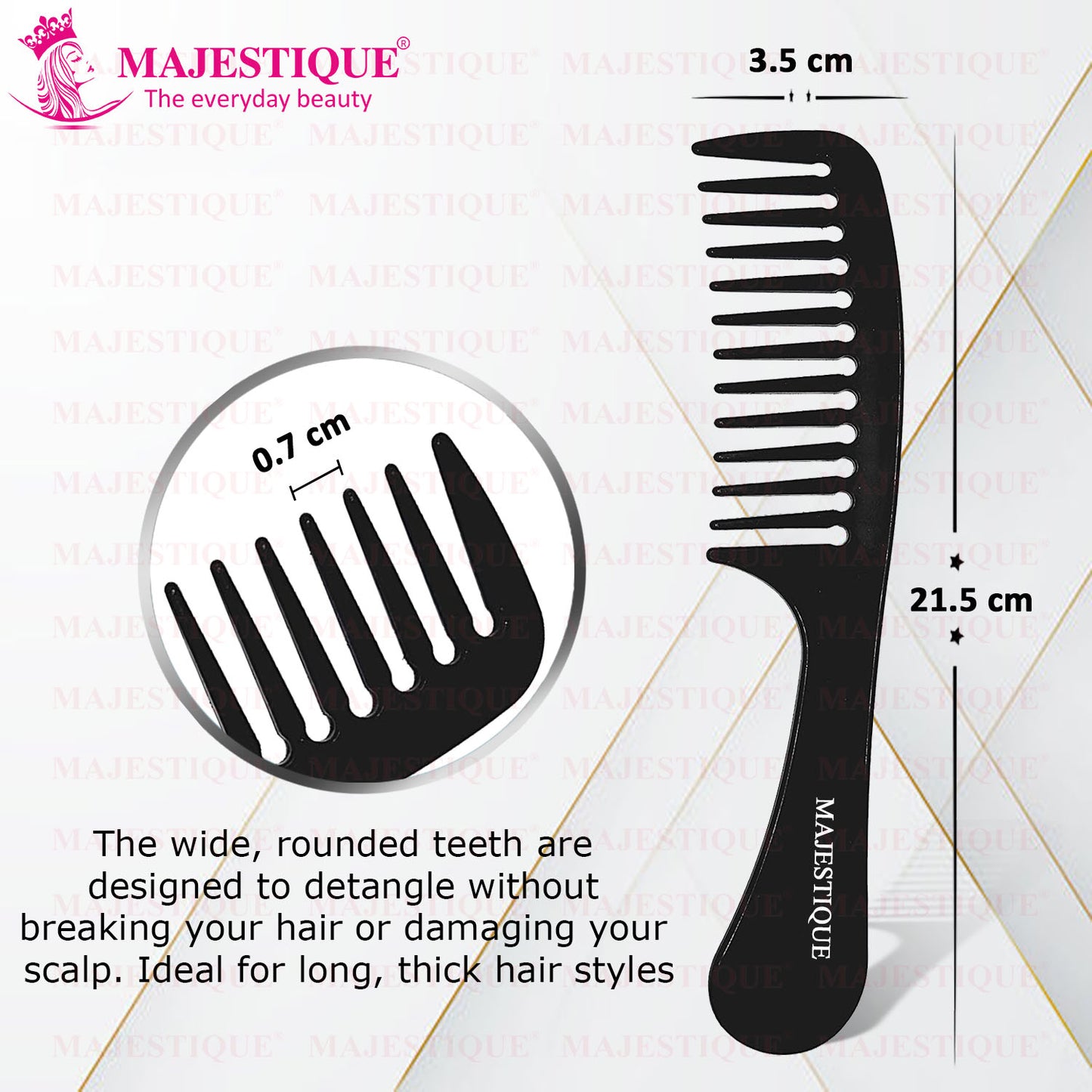 HAIR DETANGLING COMB WITH WIDE TEETH HR112