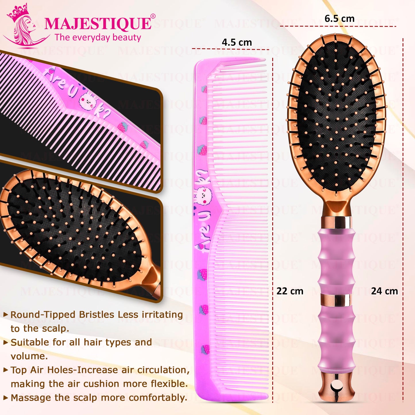PREMIUM OVAL HAIR BRUSH WITH COMB (2 PC) HR181