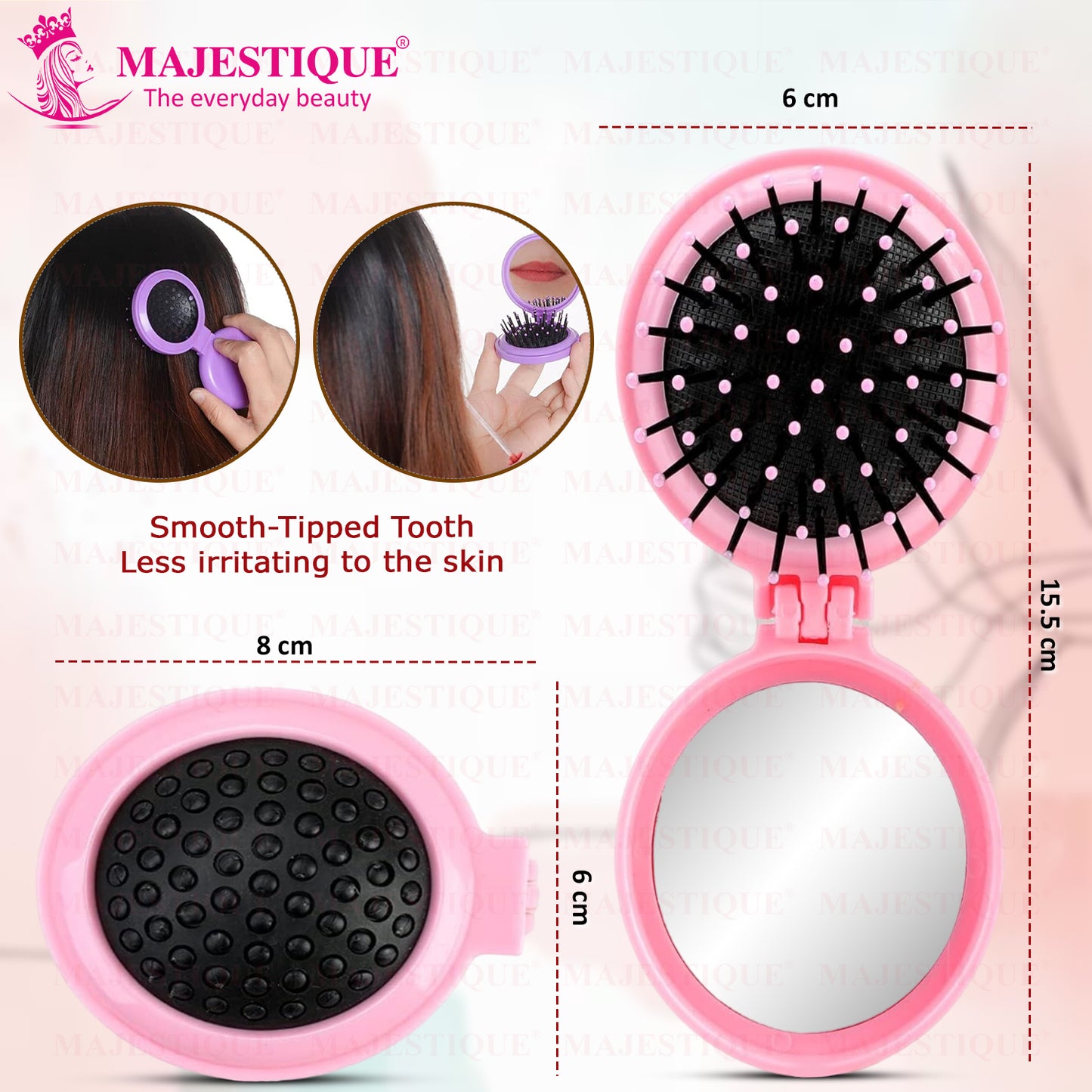 PORTABLE FOLDING HAIR BRUSH & MIRROR Multicolor HR176