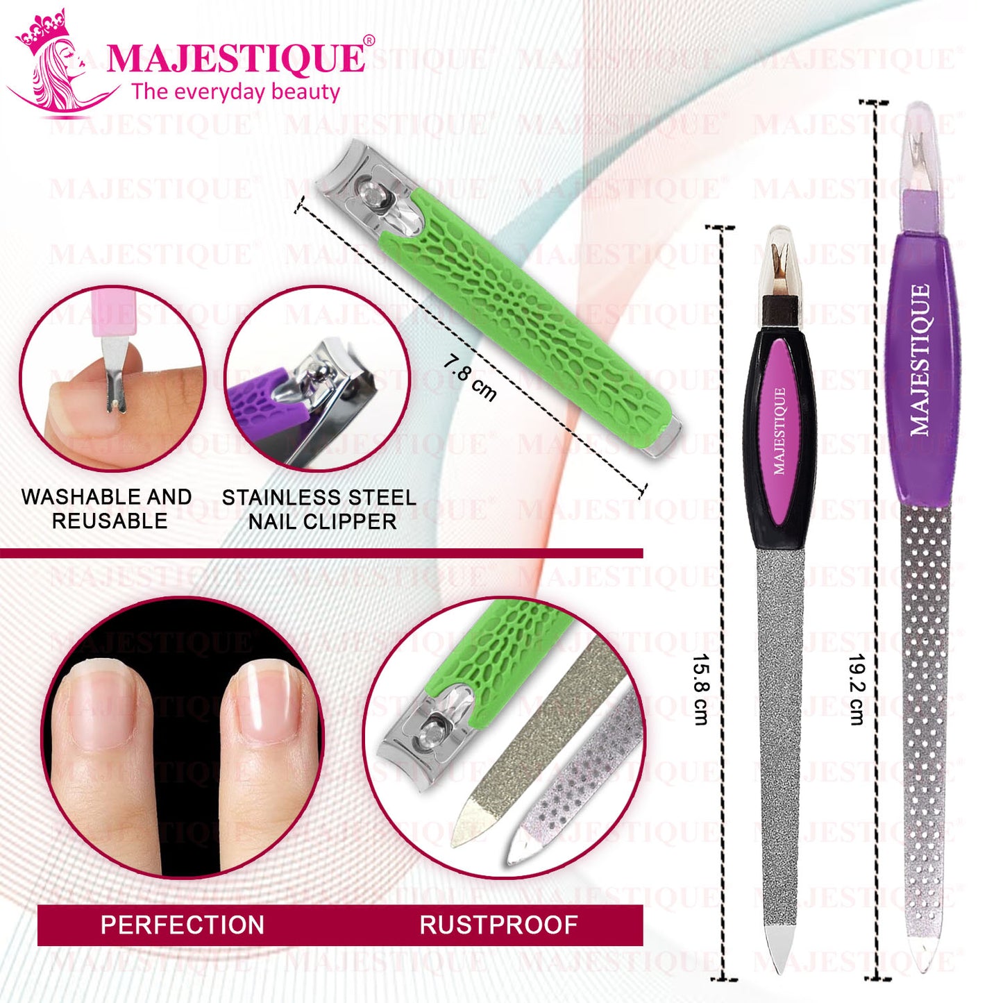 PREMIUM NAIL FILERS & CUTICLE CLIP (PACK OF 3) Multicolor FN341