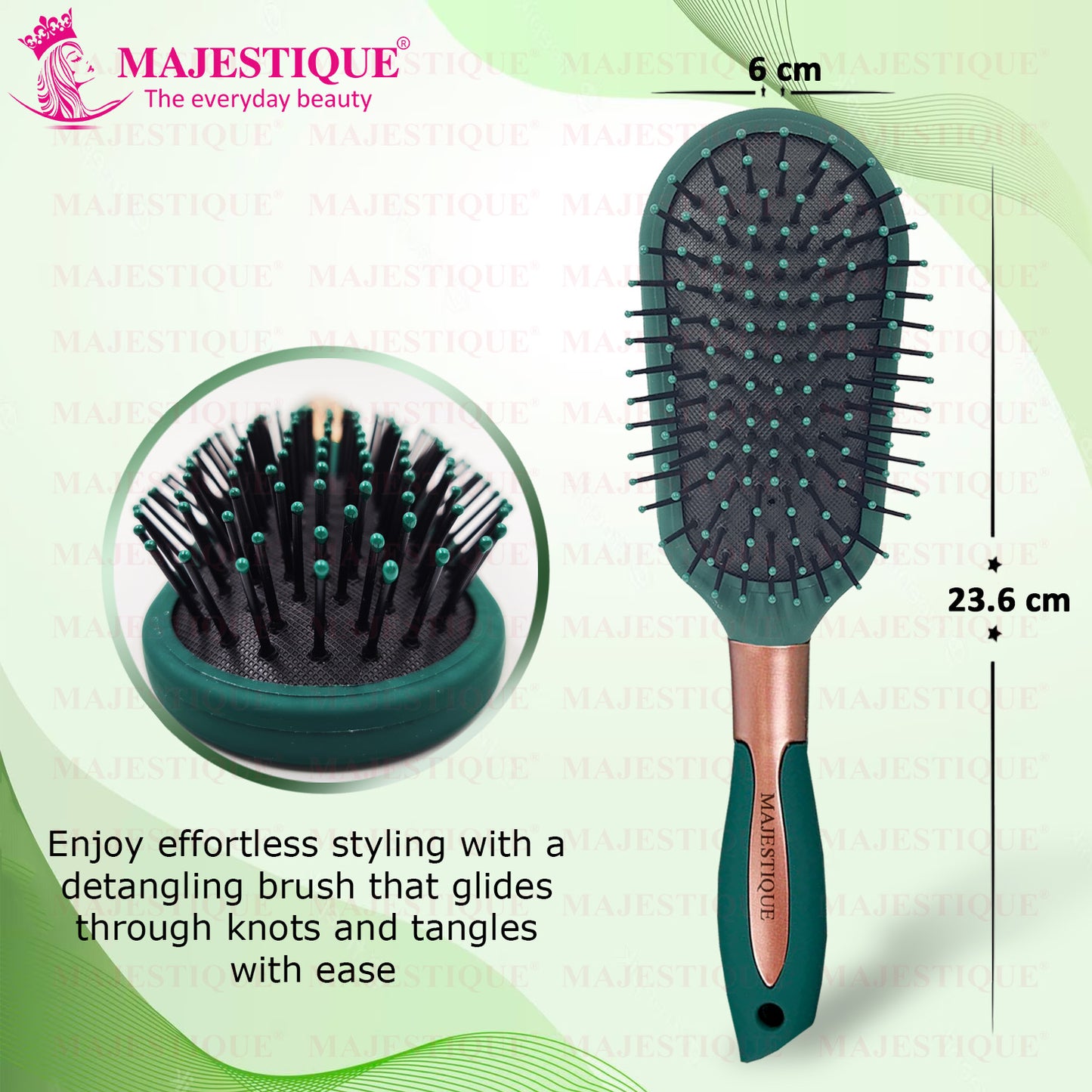 GREEN VELVET STYLING CUSHION HAIR BRUSH HR149