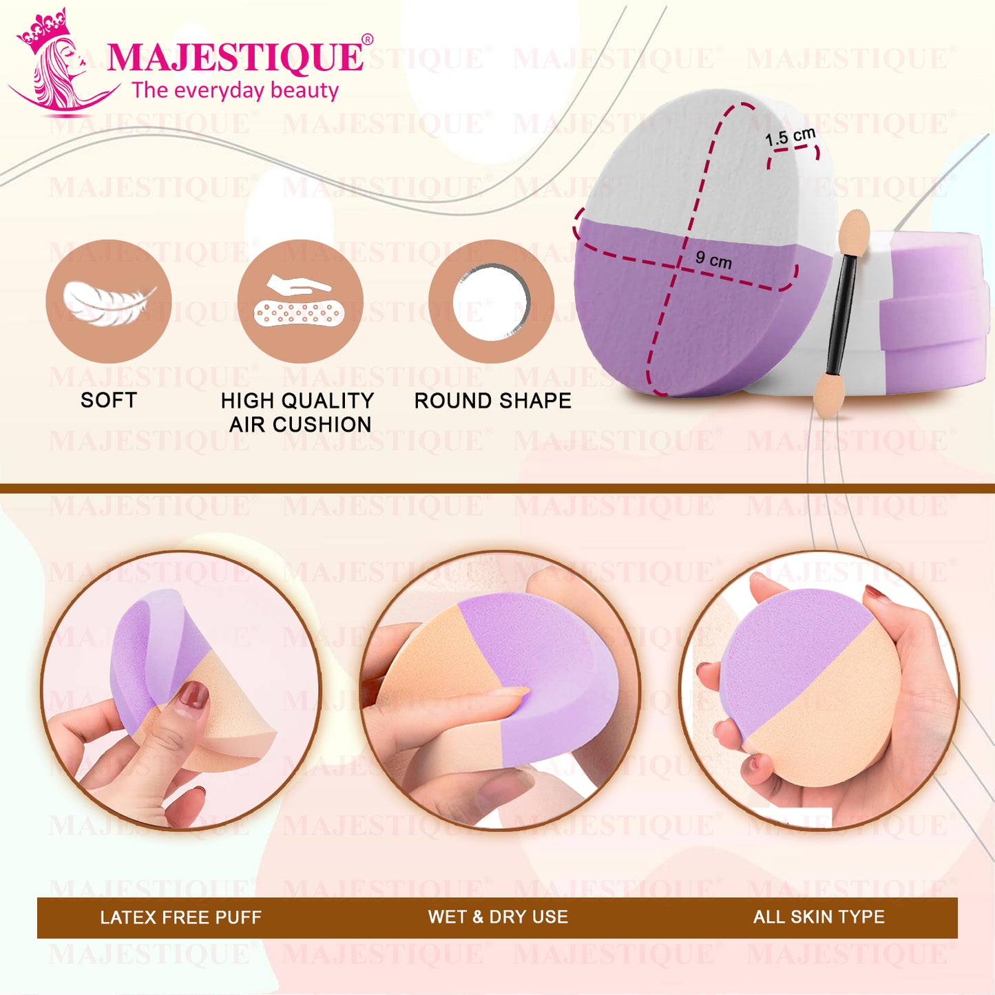 ROUND FLAT FACE Sponge WITH MAKEUP STICK FC8
