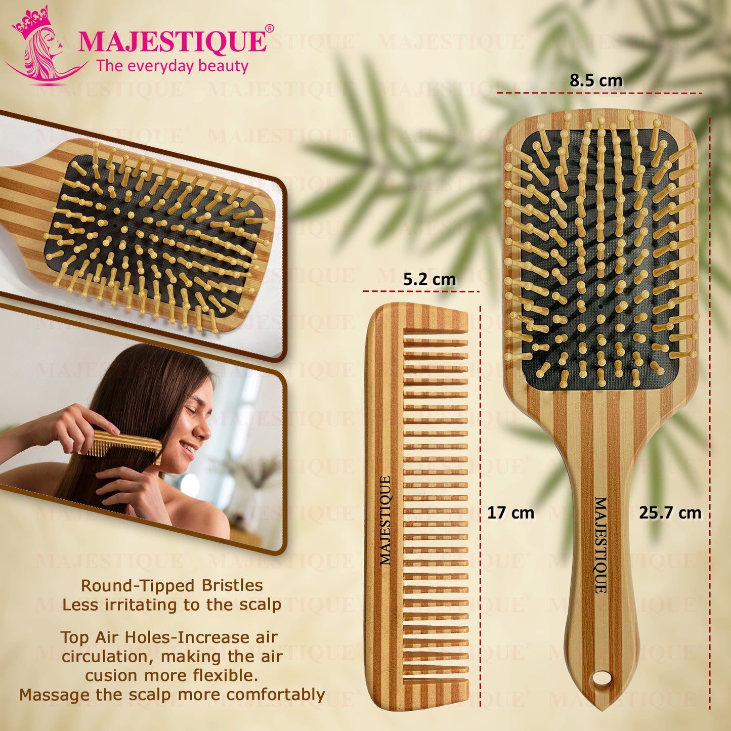 DETANGLING PADDLE HAIR BRUS &COMB (2 PC) HR166