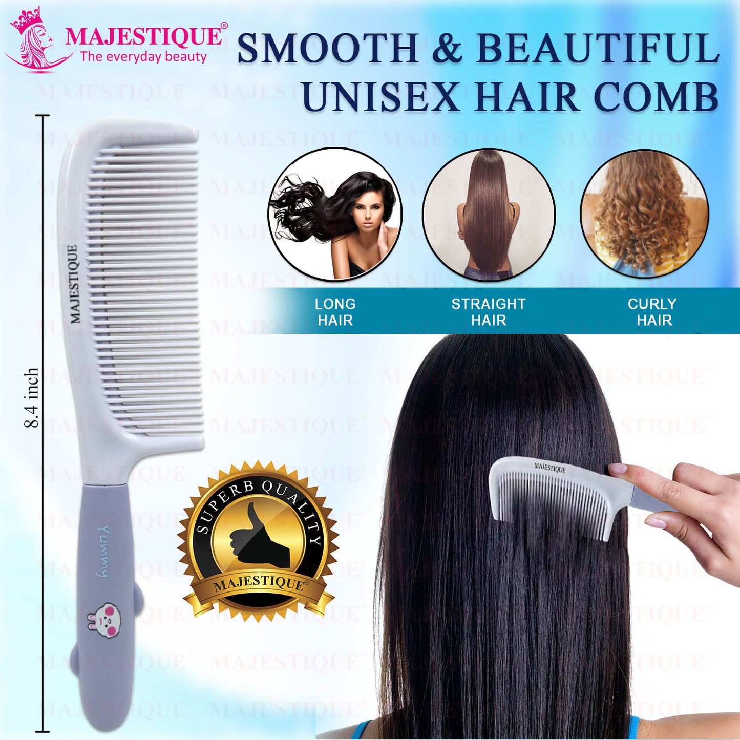 MEDIUM TOOTH COMB WITH HANDLE Color May vary HR159