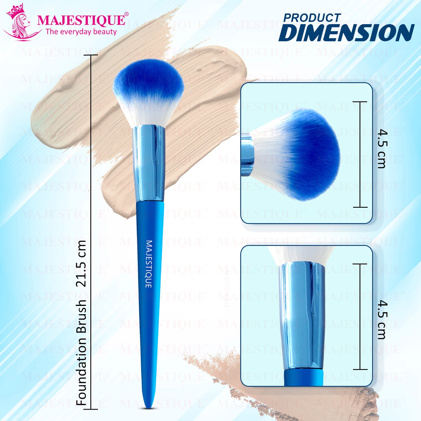 Majestique Ocean Blue Foundation Brush, for Face Makeup 1Pc/Blue FC124