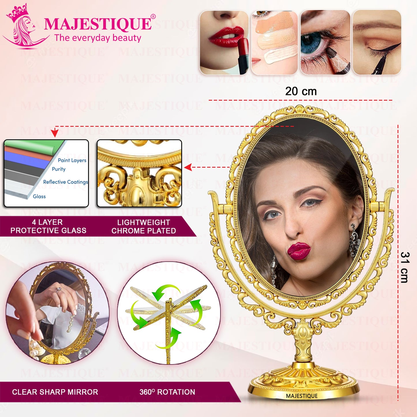 GOLDEN TABLETOP COSMETIC MIRROR FC115
