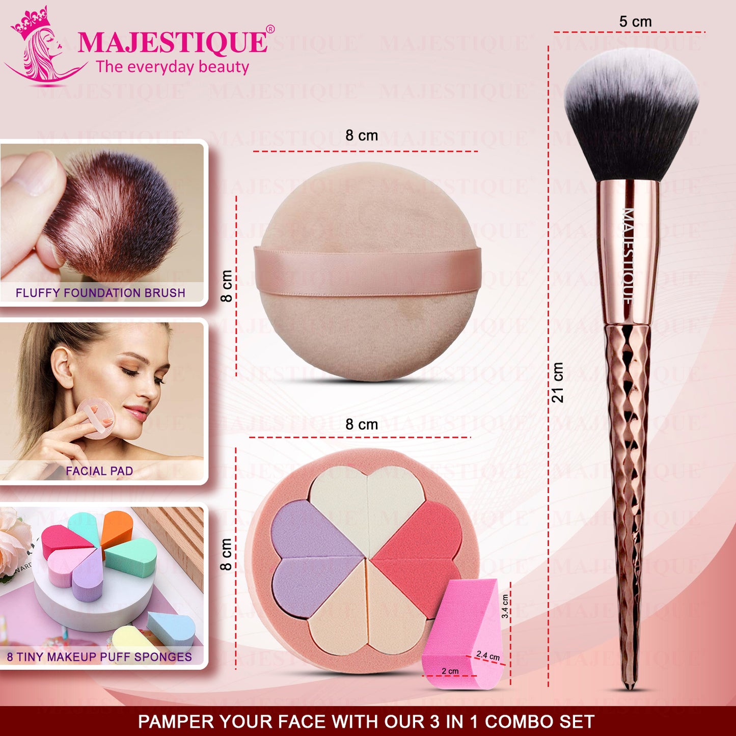 MAKEUP BLENDING GROOMING SET (3 PCS) Multicolour FC125