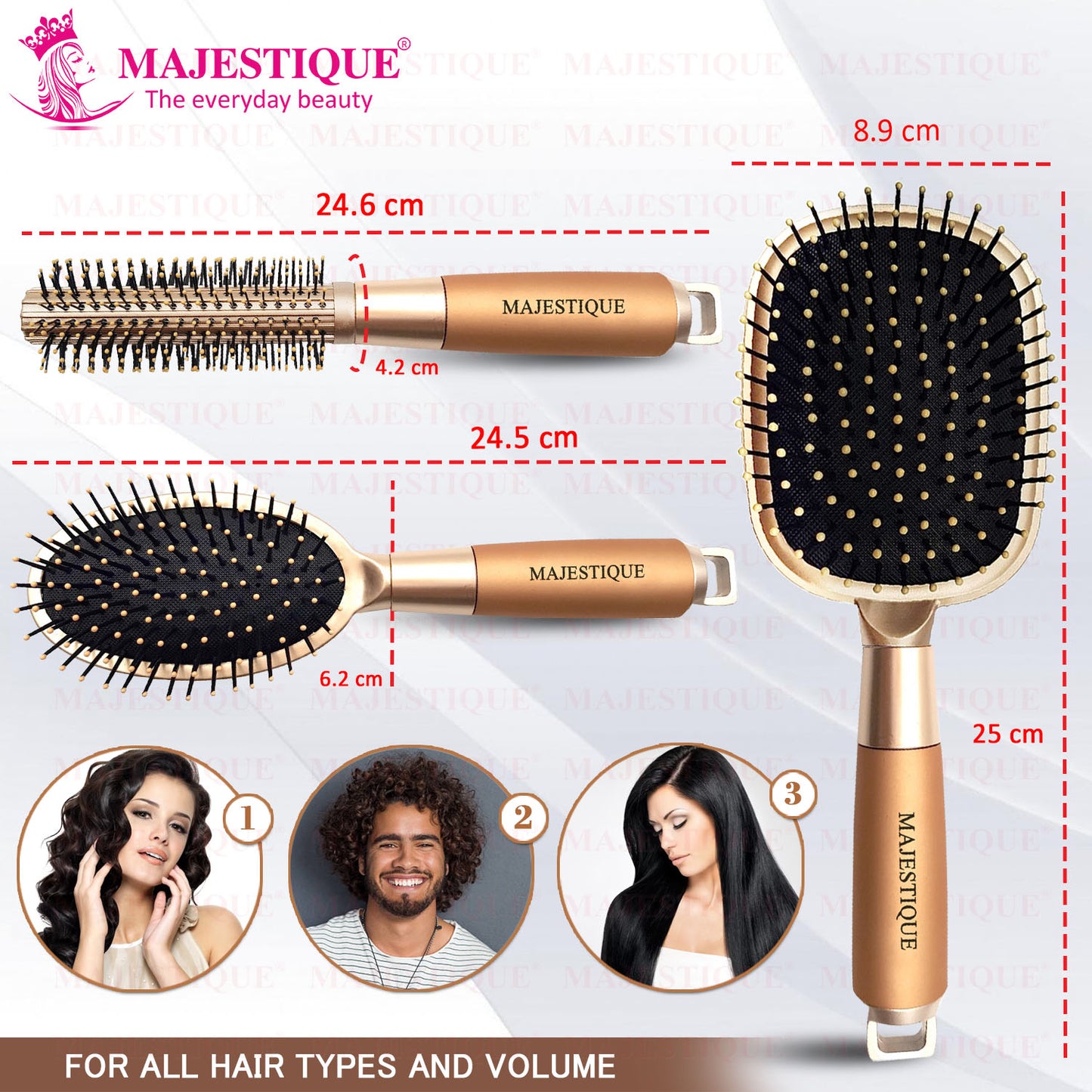 GOLDEN SERIES DETANGLING OVAL BRUSH (3 PC) HR171