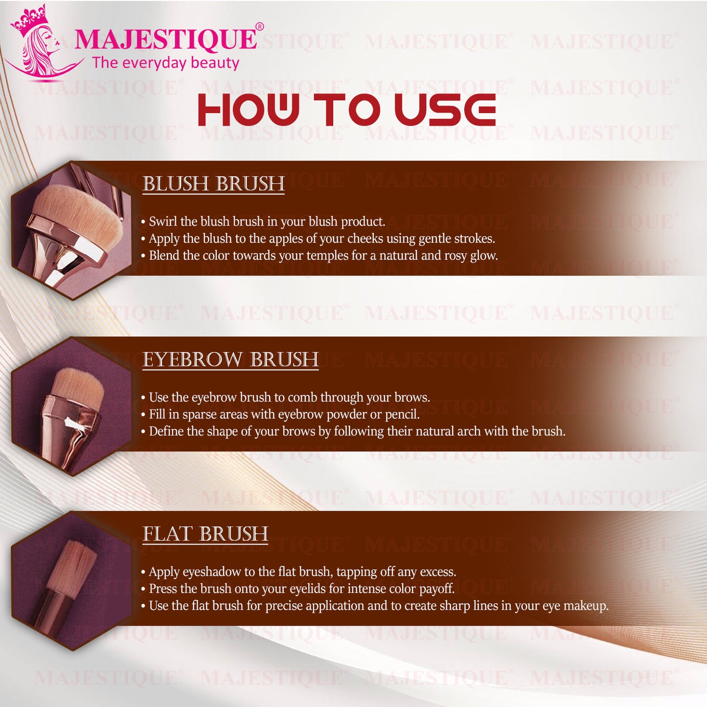 PREMIUM MAKEUP BRUSH SET- BLUSH, EYEBROW AND MULTIPURPOSE(PACK OF 3) CMB553