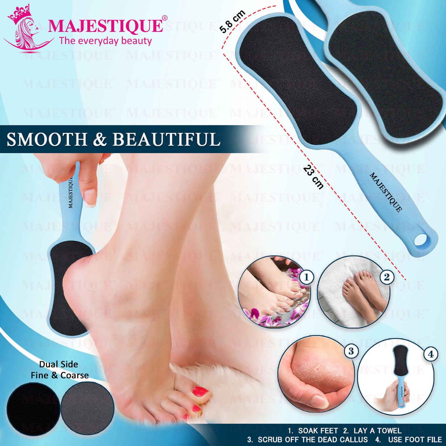 PREMIUM FOOT SCRUBBERS & NAIL FILER (PACK OF 3) Multicolor FN340
