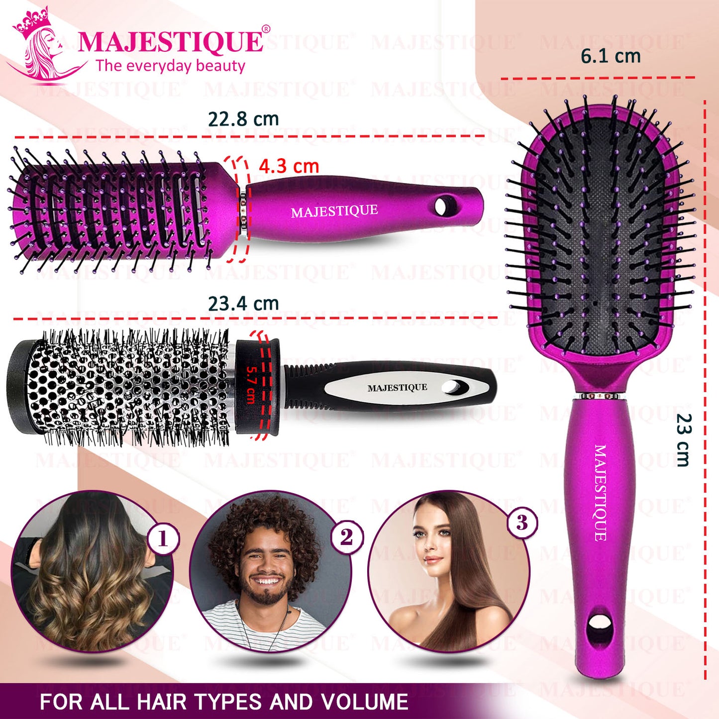 DETANGLING VENT AND BLOW DRY BRUSH (3 PC) HR170