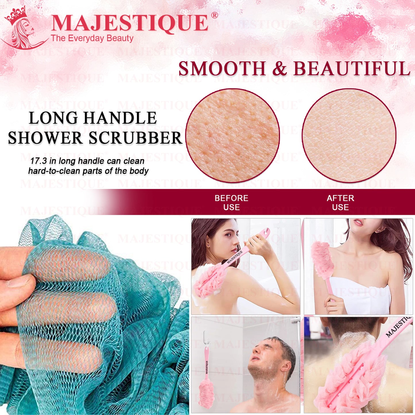 LONG HANDLE BATH LOOFAH Multicolor BA208
