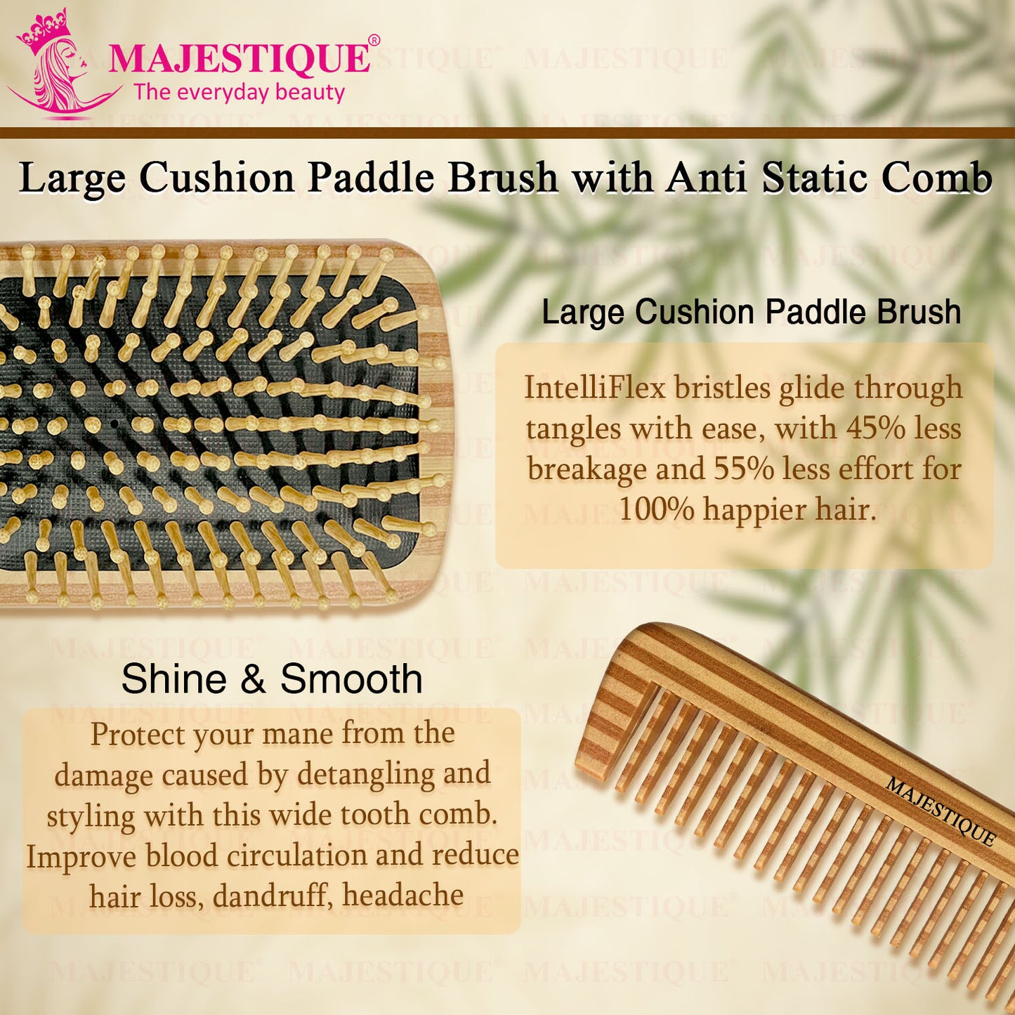 DETANGLING PADDLE HAIR BRUS &COMB (2 PC) HR166