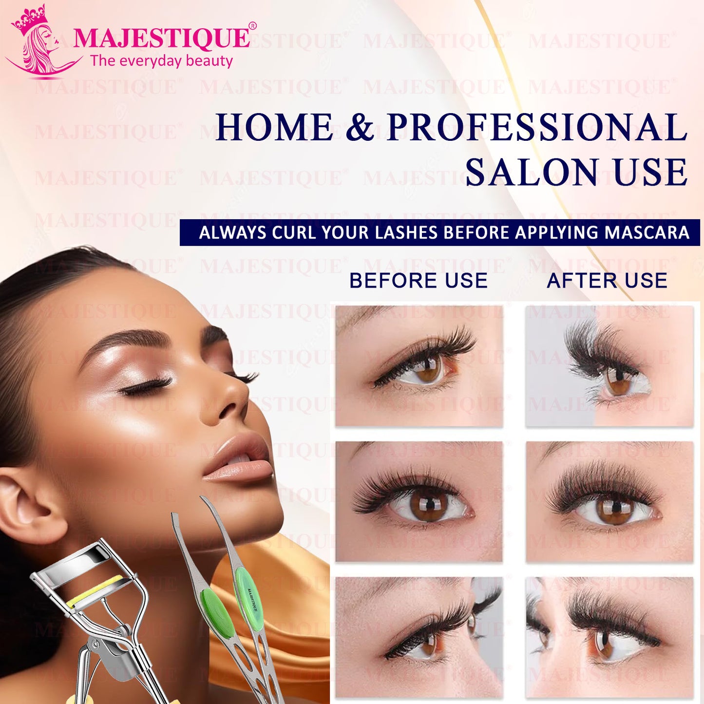 EYELASH CURLER WITH SLANT TWEEZER (2 PCS) Multicolor FC109
