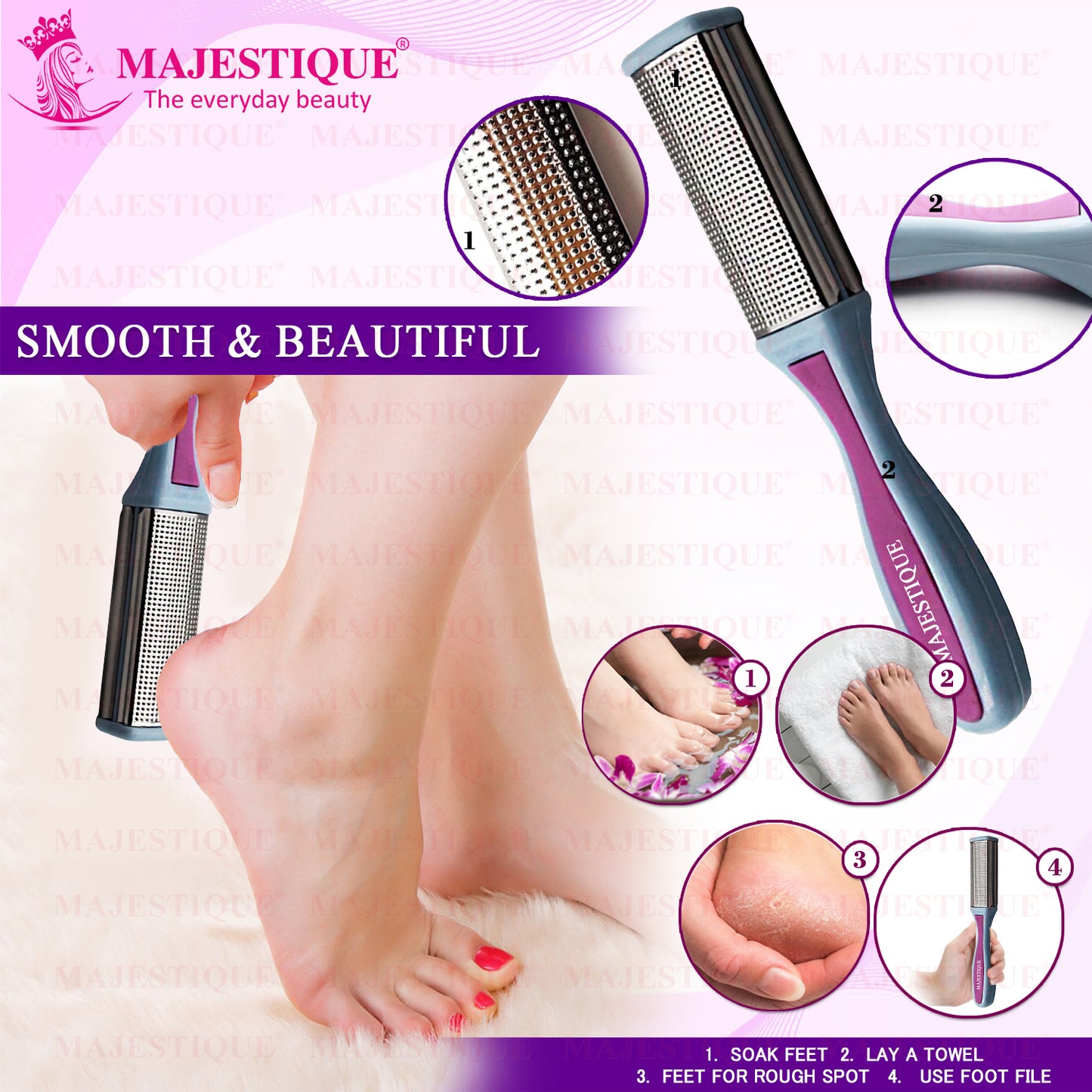 TWO-SIDED STAINLESS STEEL FOOT FILER Color May Vary FN303