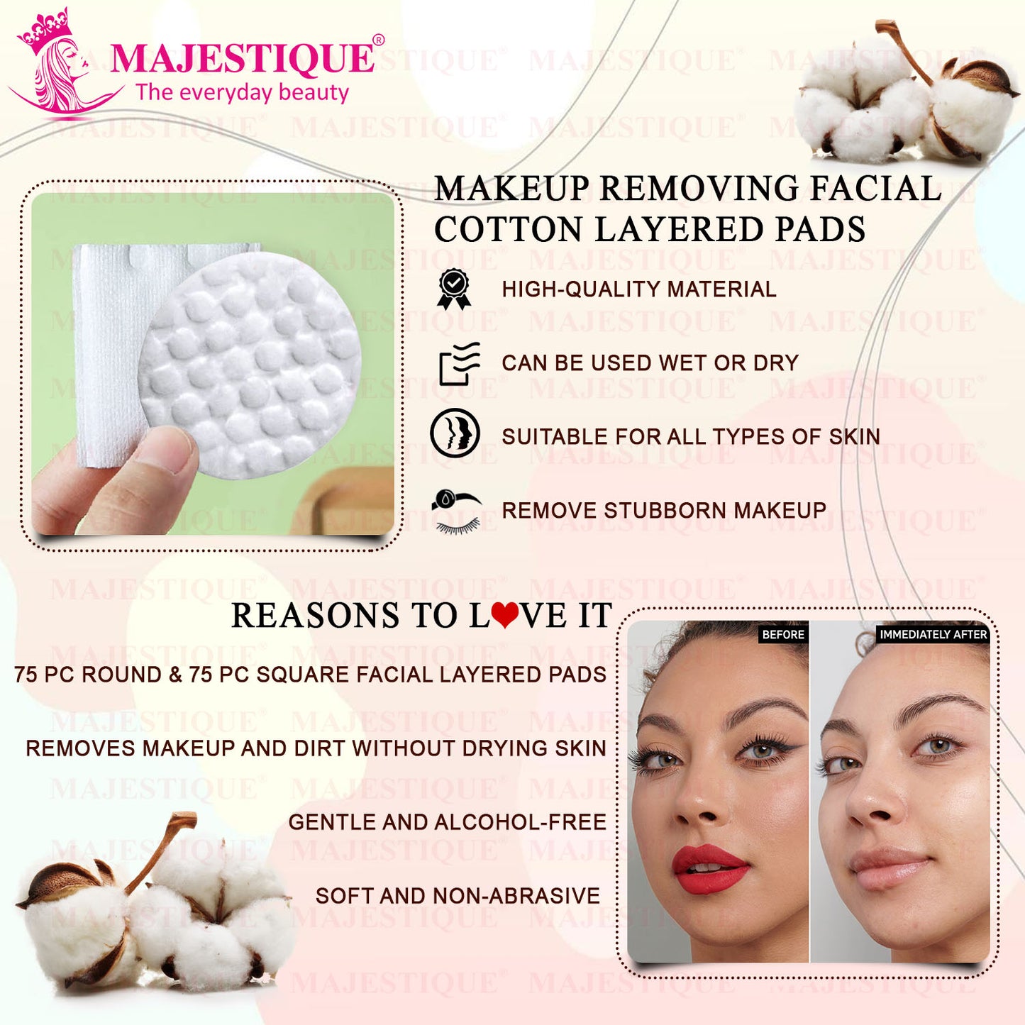 PREMIUM MAKEUP ROUND COTTON PADS (101 PCS) FC105