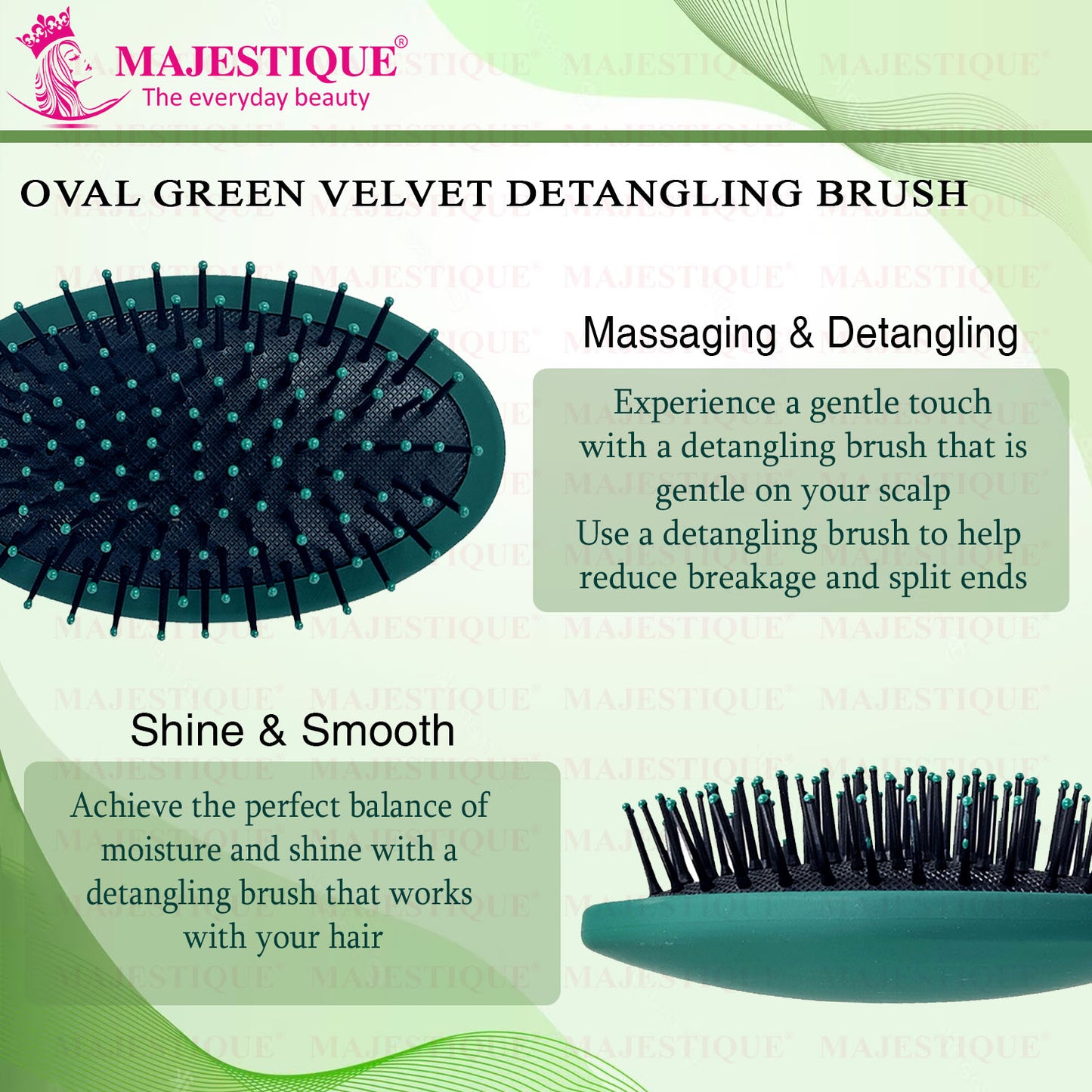 OVEL GREEN VELVET CUSHION BRUSH HR150
