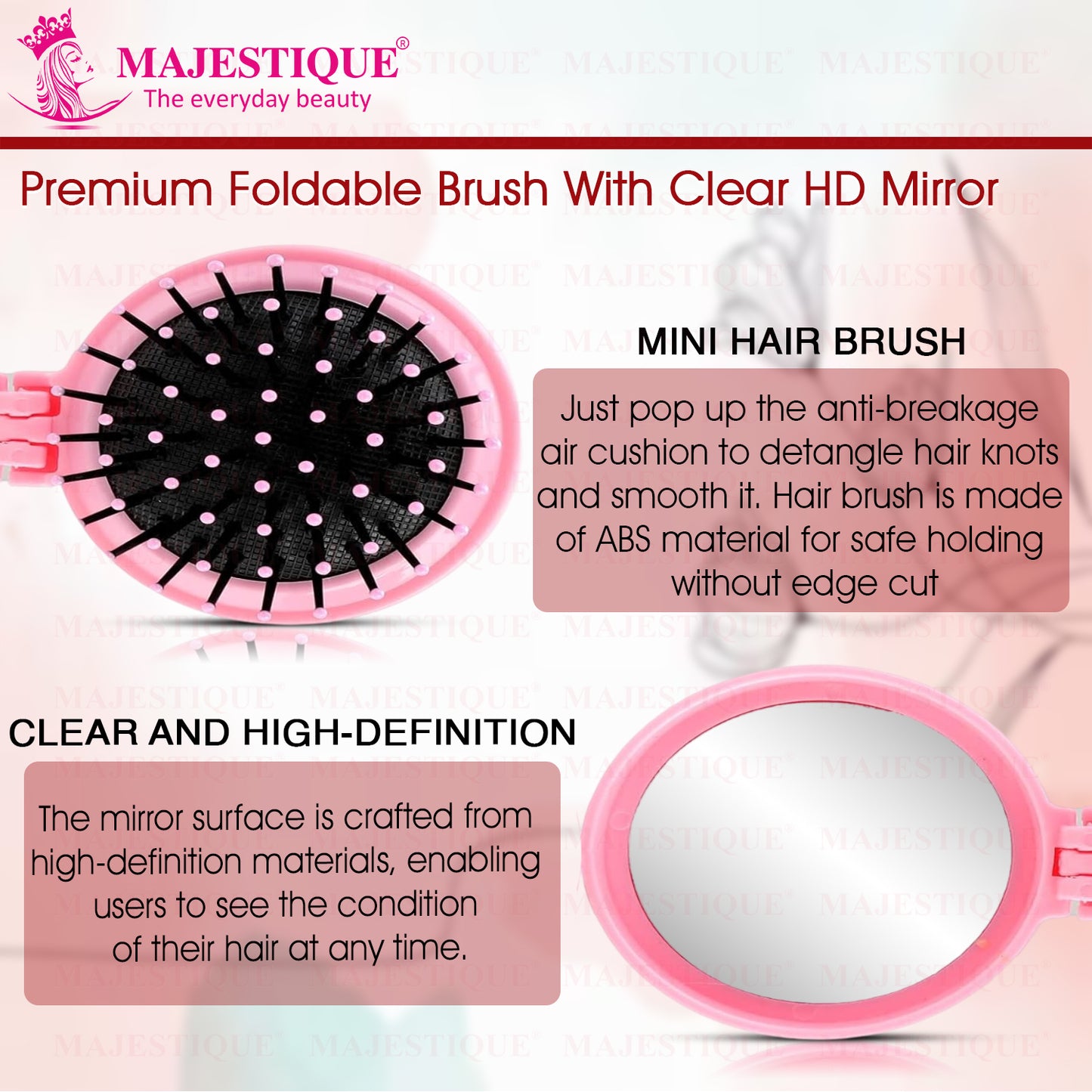 PORTABLE FOLDING HAIR BRUSH & MIRROR Multicolor HR176