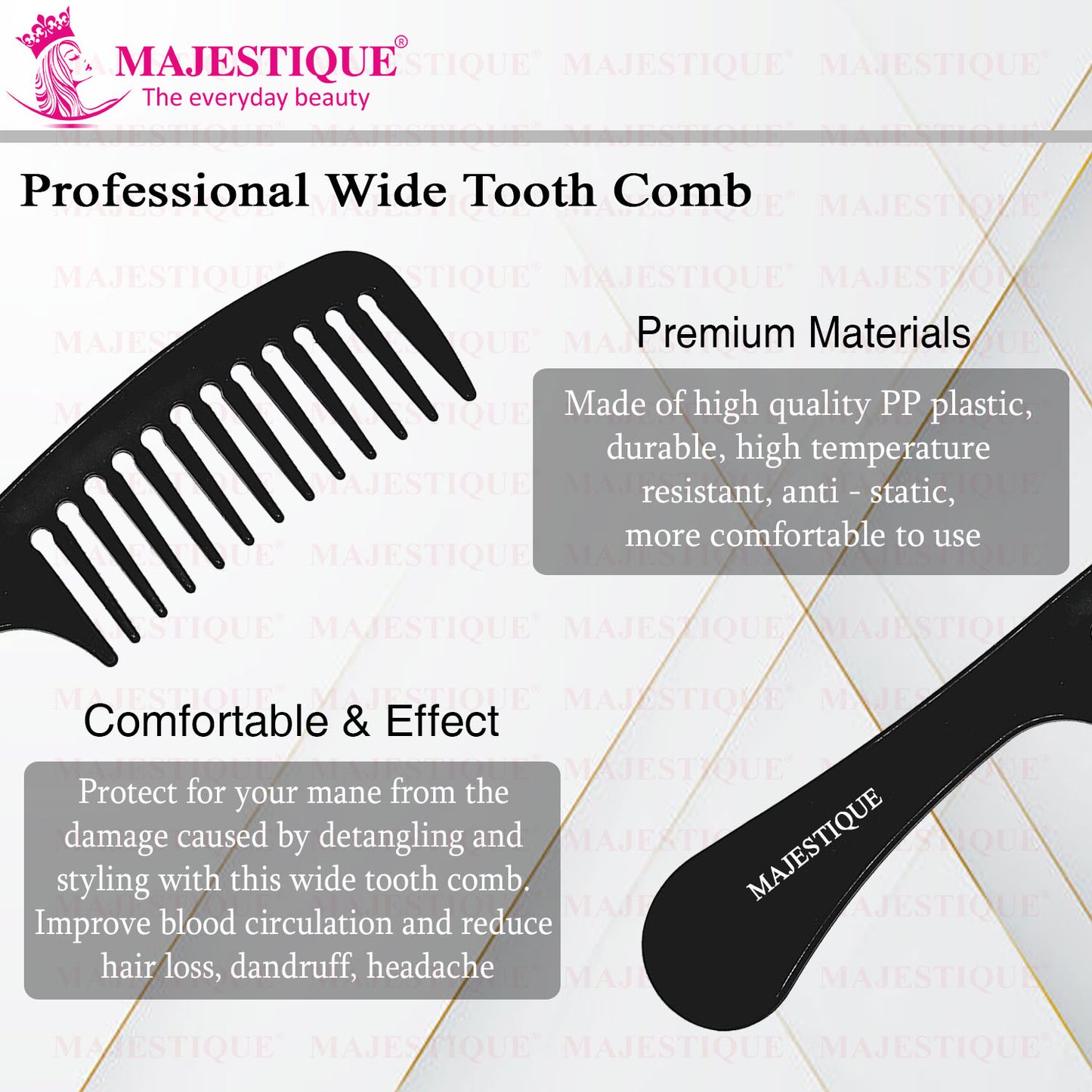 HAIR DETANGLING COMB WITH WIDE TEETH HR112