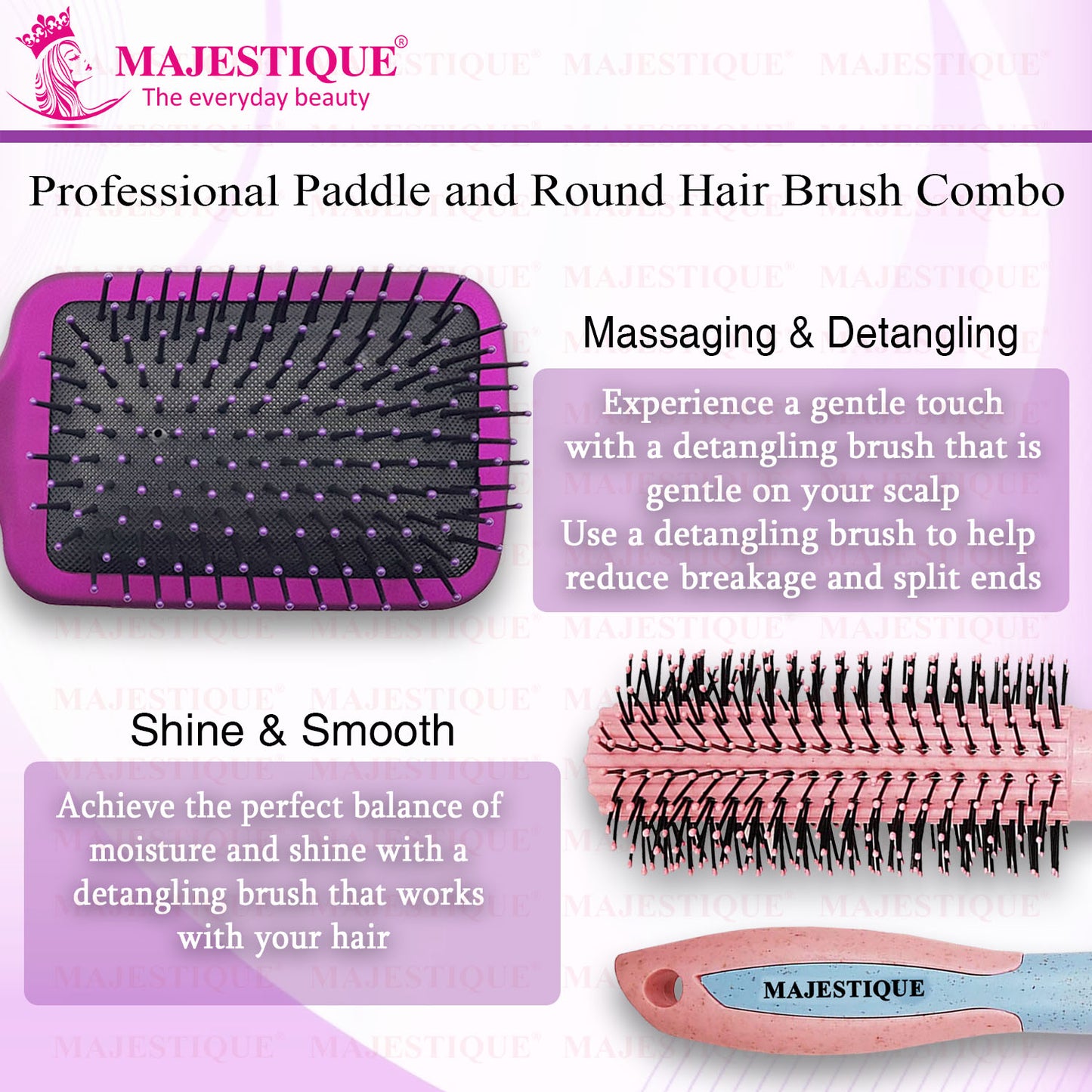 PADDLE AND ROUND HAIR BRUSH COMBO (2 PC) HR168