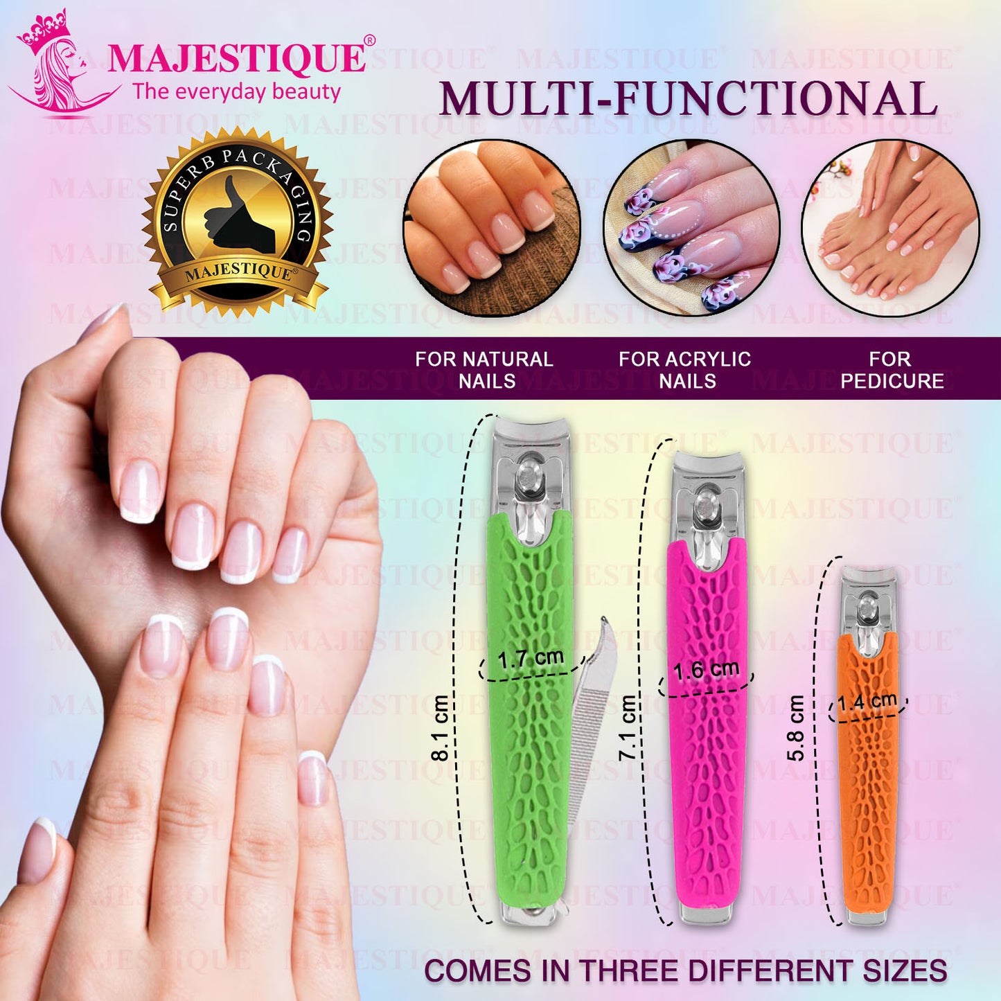 STEEL NAIL CUTTER-SET (PACK OF 3) Multicolor FN339