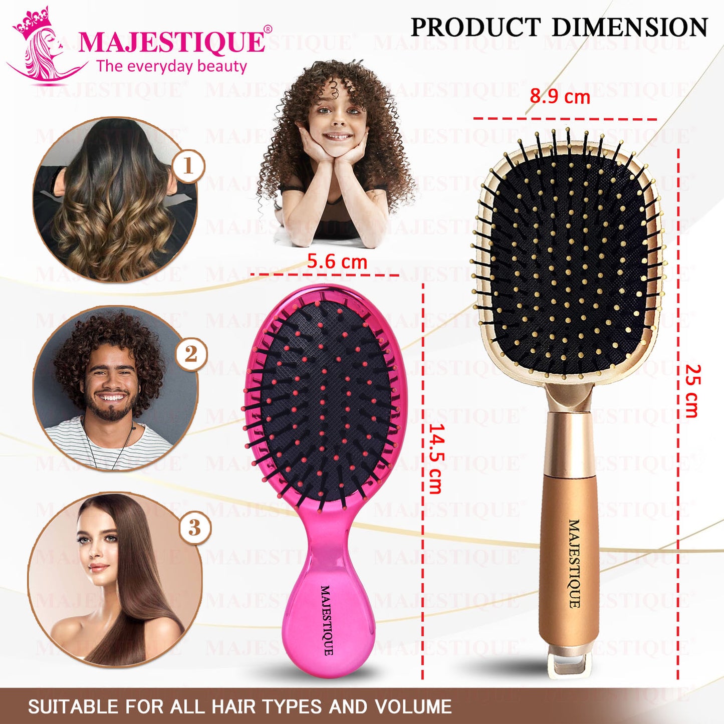 LARGE PADDLE MINI DETANGLING BRUSH (2 PC) HR169