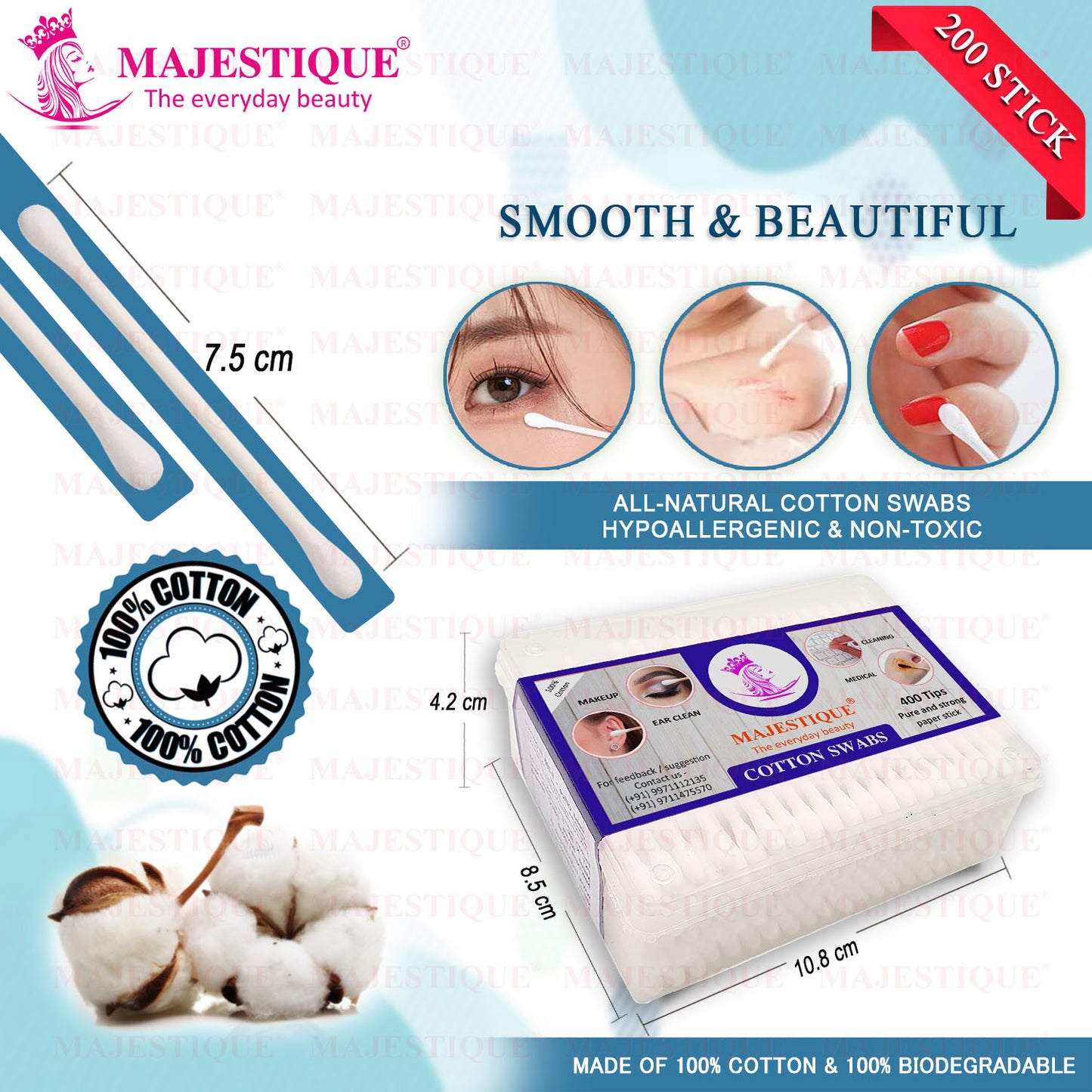 MULTIPURPOSE COTTON SWABS (400 TIPS) FC70