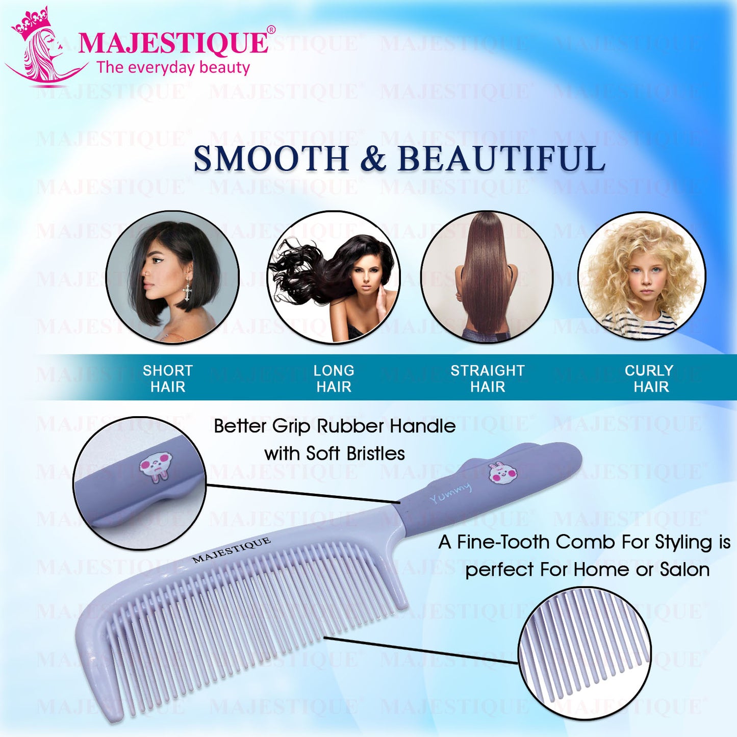 MEDIUM TOOTH COMB WITH HANDLE Color May vary HR159