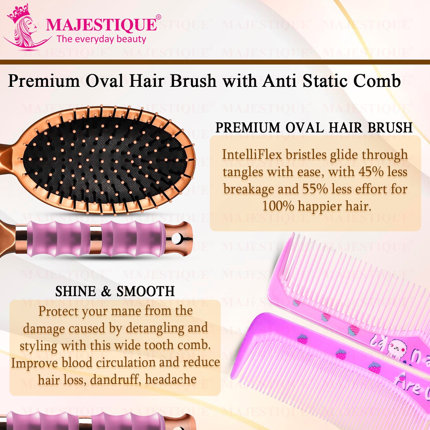 PREMIUM OVAL HAIR BRUSH WITH COMB (2 PC) HR181