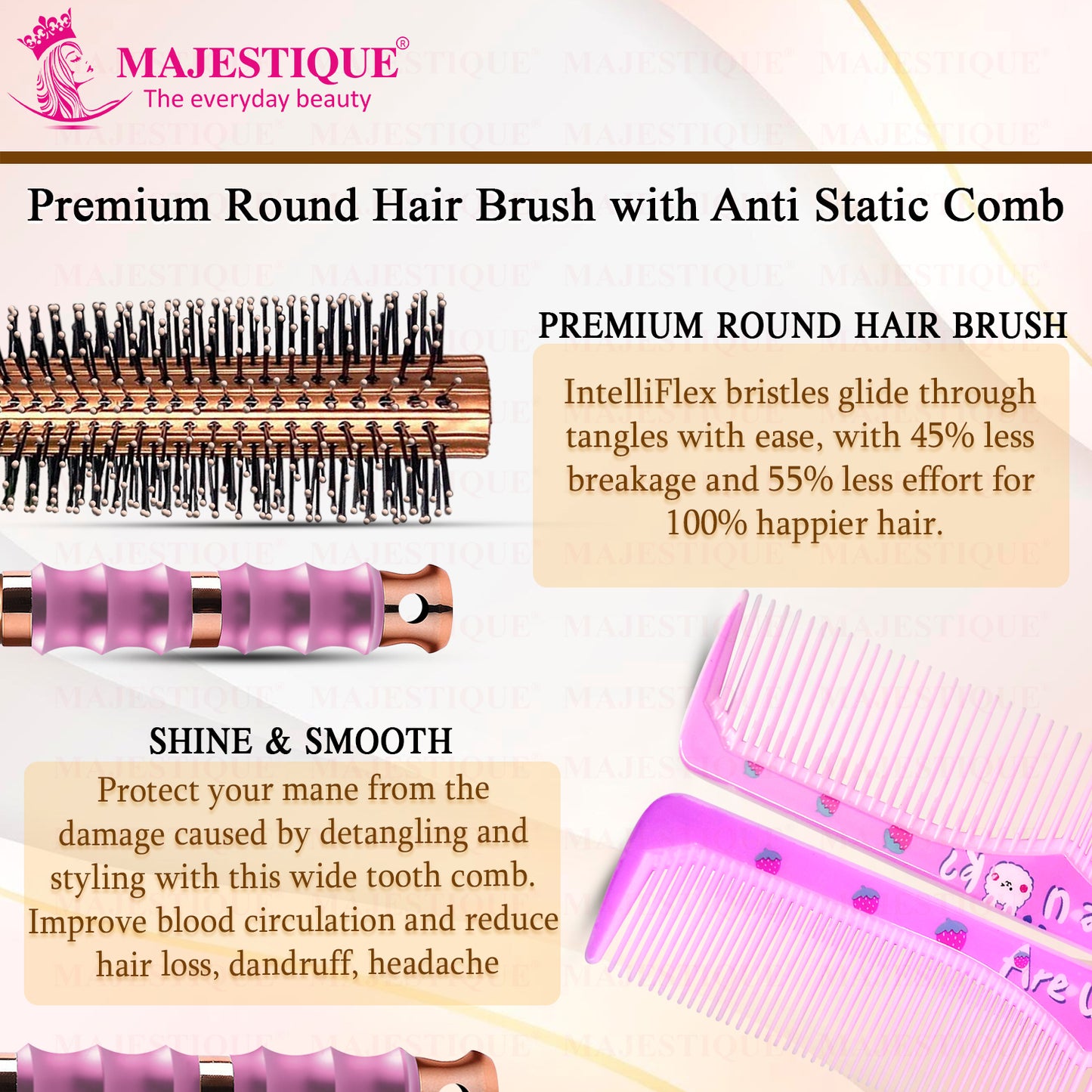 PREMIUM ROUND HAIR BRUSH WITH COMB (2 PC) HR183
