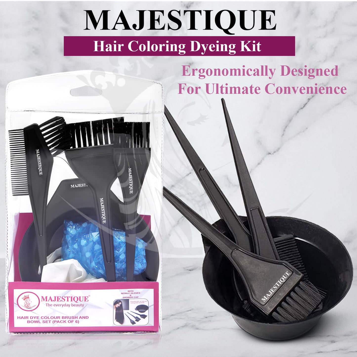 DYE BRUSH AND BOWL SET(PACK OF 6) CMB528