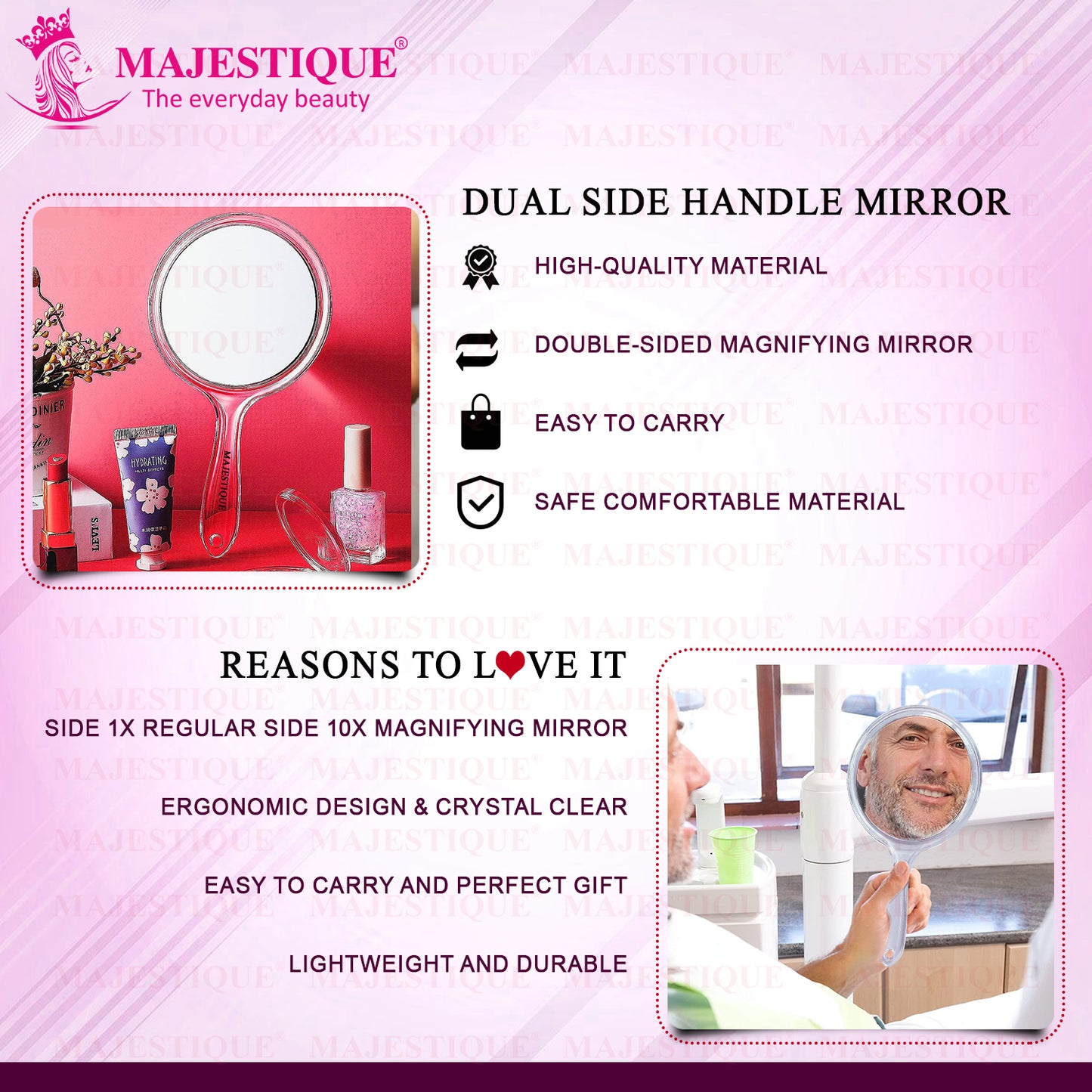 DUAL SIDE LARGE HANDHELD MIRROR Multicolor FC95
