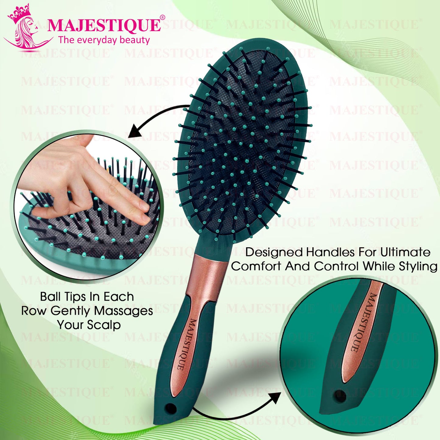 OVEL GREEN VELVET CUSHION BRUSH HR150