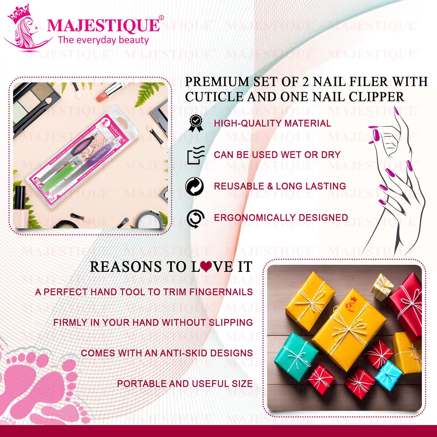 PREMIUM NAIL FILERS & CUTICLE CLIP (PACK OF 3) Multicolor FN341