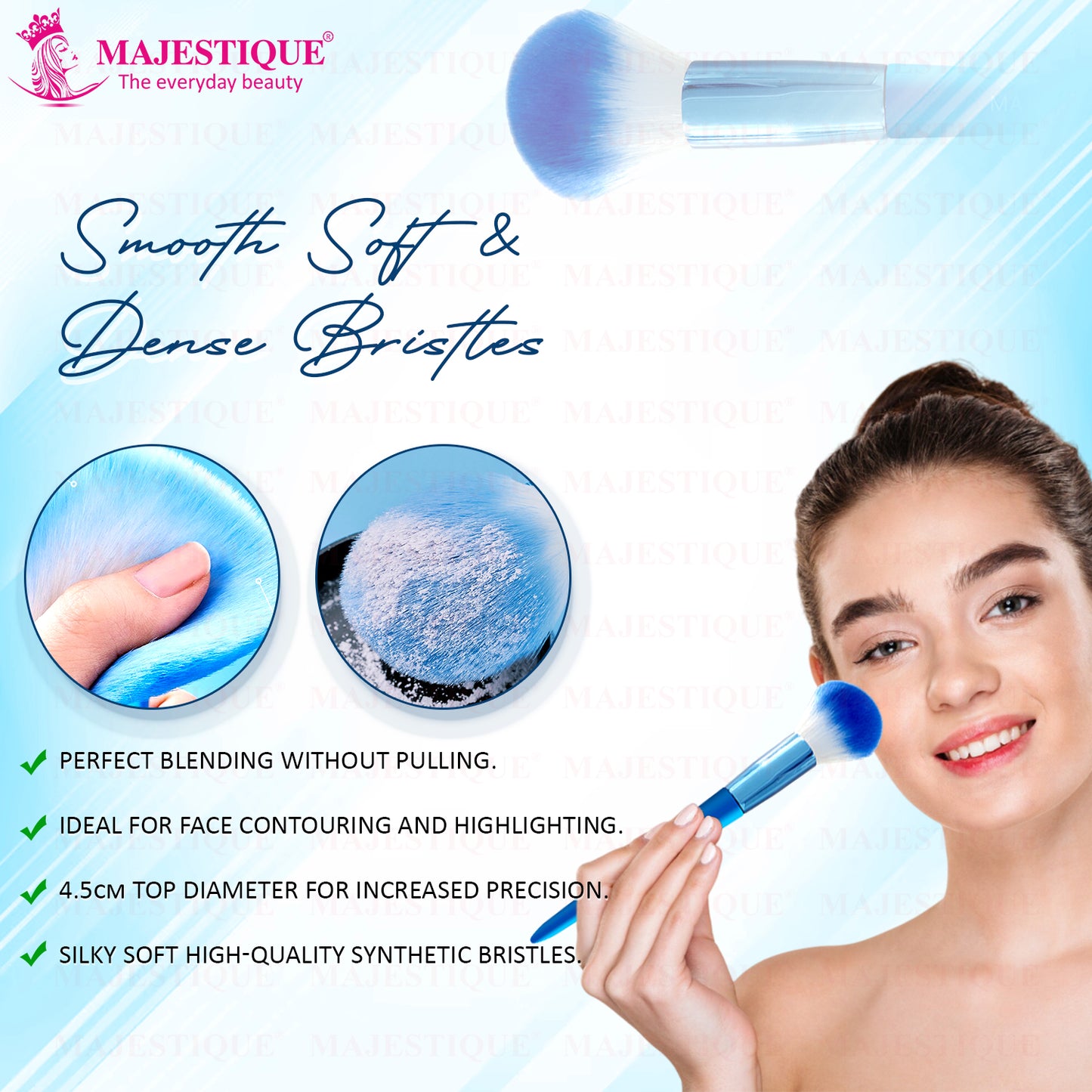 Majestique Ocean Blue Foundation Brush, for Face Makeup 1Pc/Blue FC124