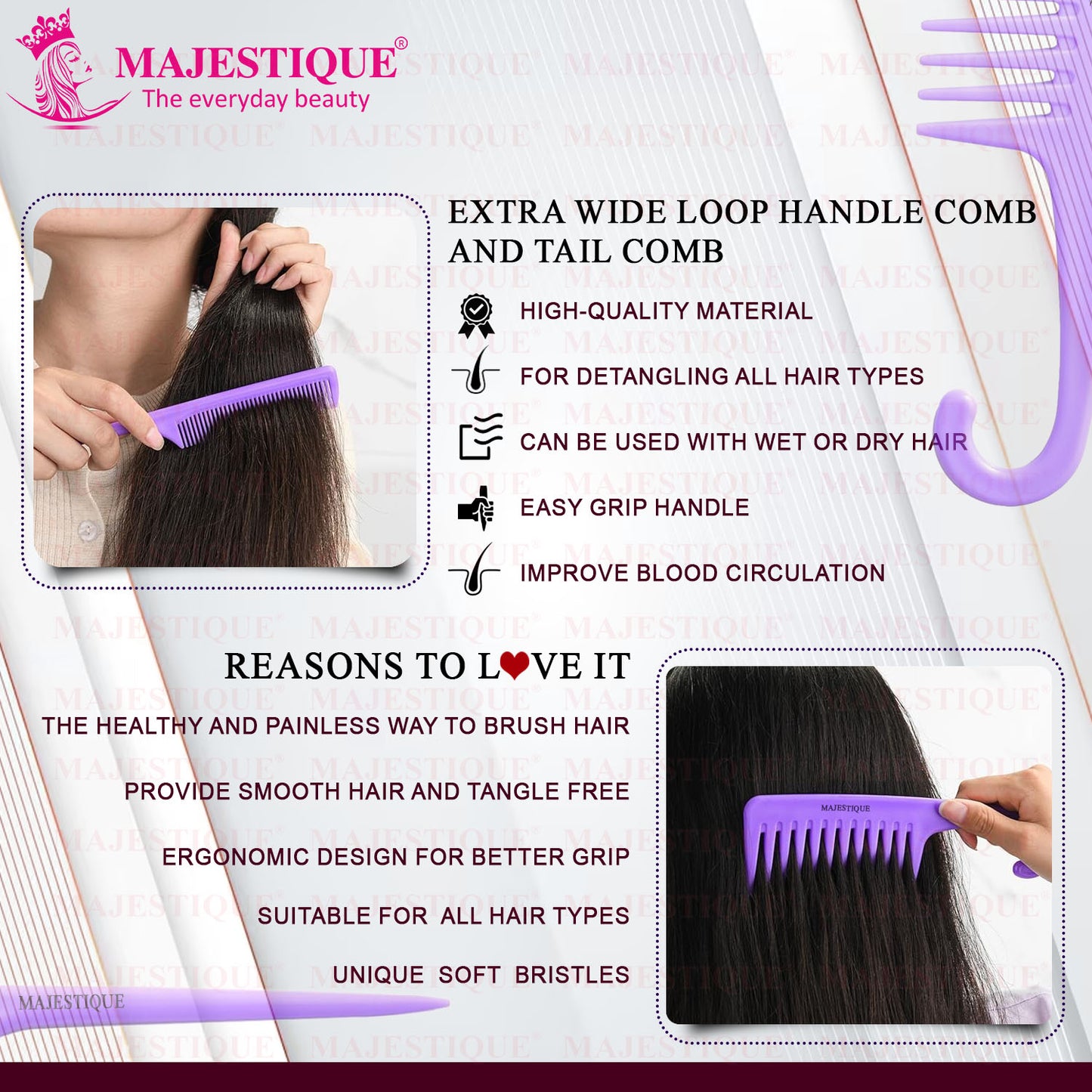 TAIL & HANG LOOP GROOMING COMB Multicolor HR162
