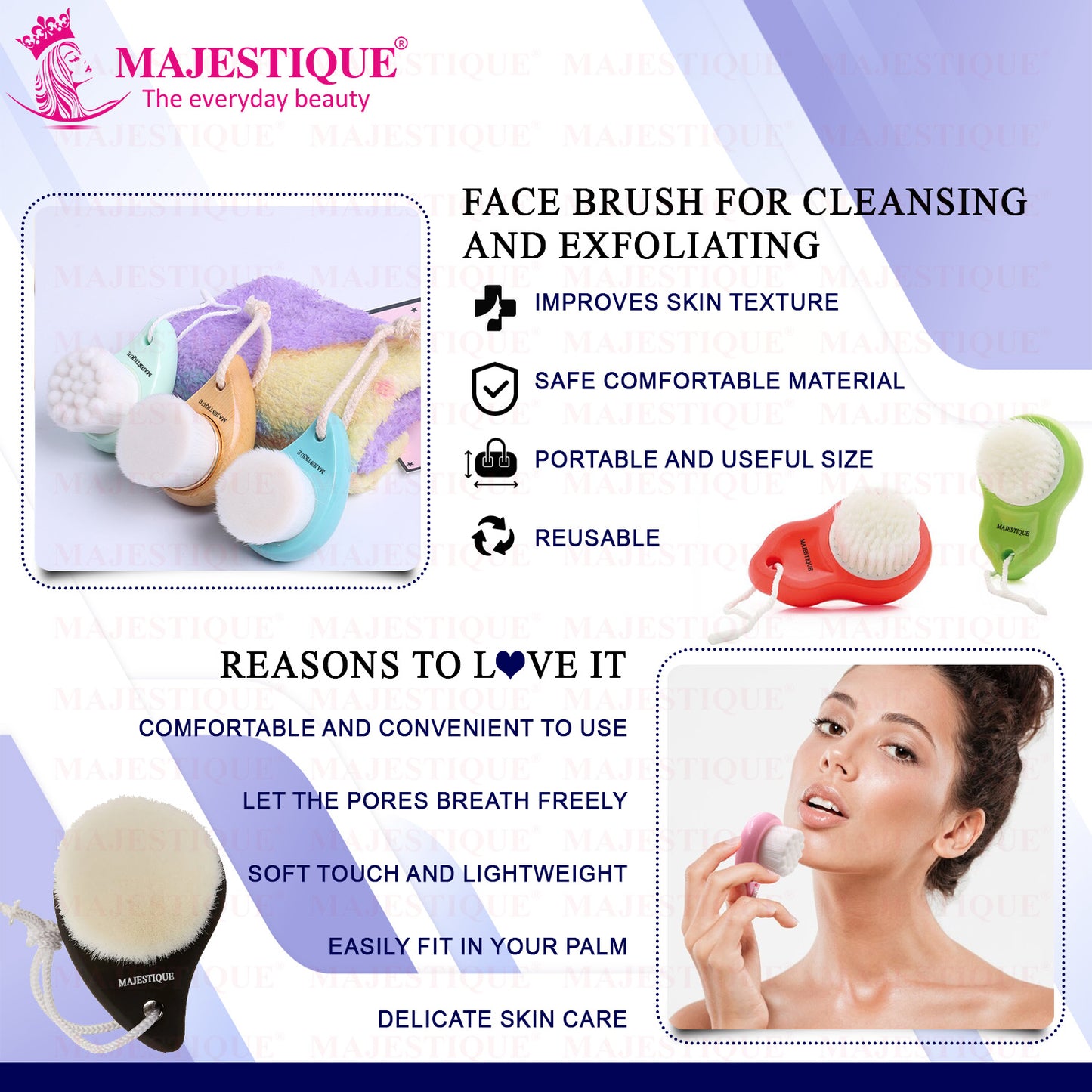 FACE BRUSH FOR CLEANSING & EXFOLIATION Multicolor FC102